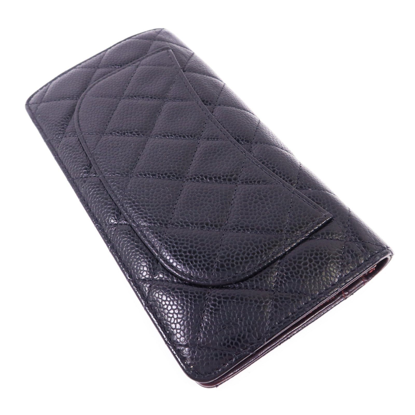 CHANEL 牛皮皮革Long Bifold Wallet金扣長錢包