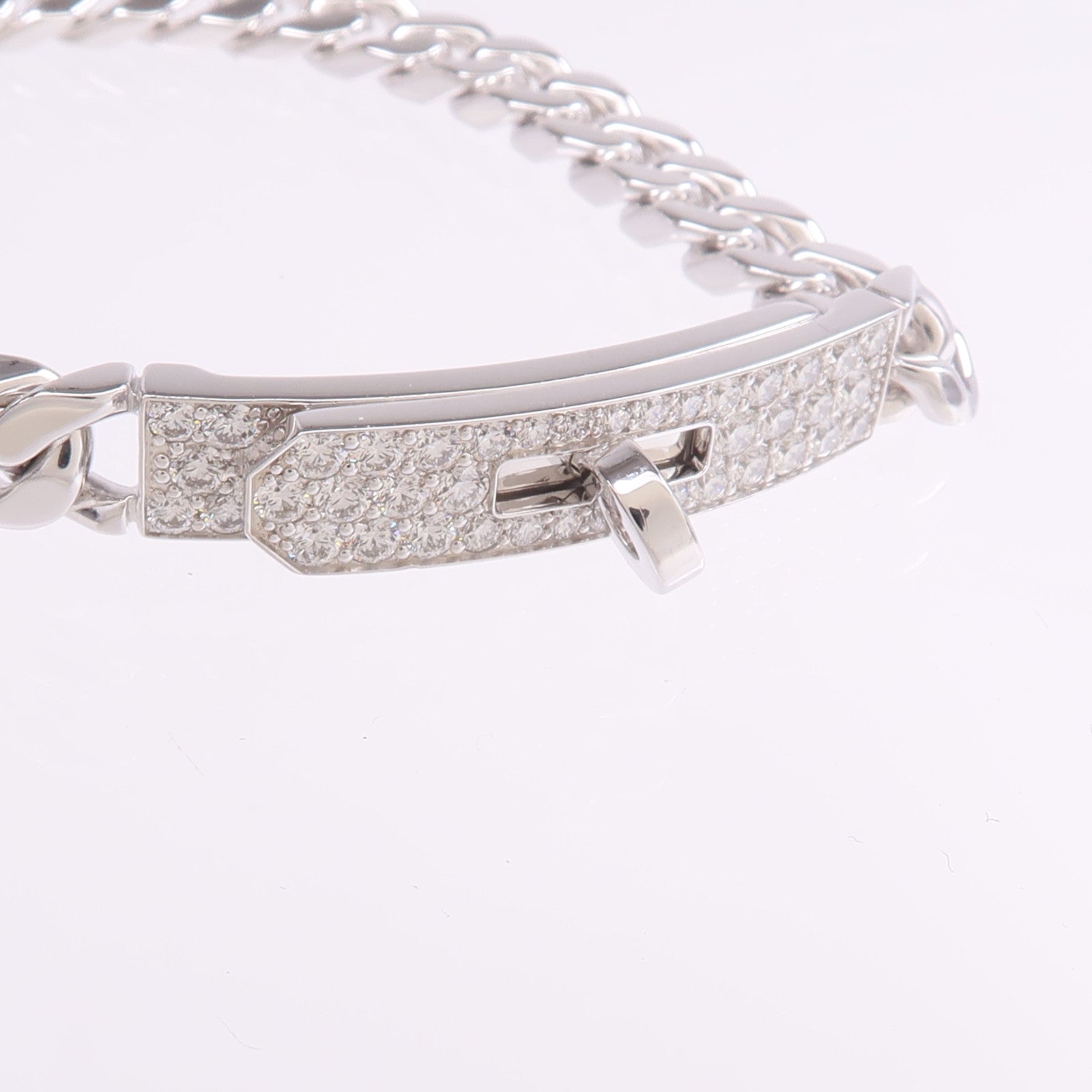 HERMES 18K白金Kelly Gourmette Bracelet Small Model鑽石手鏈