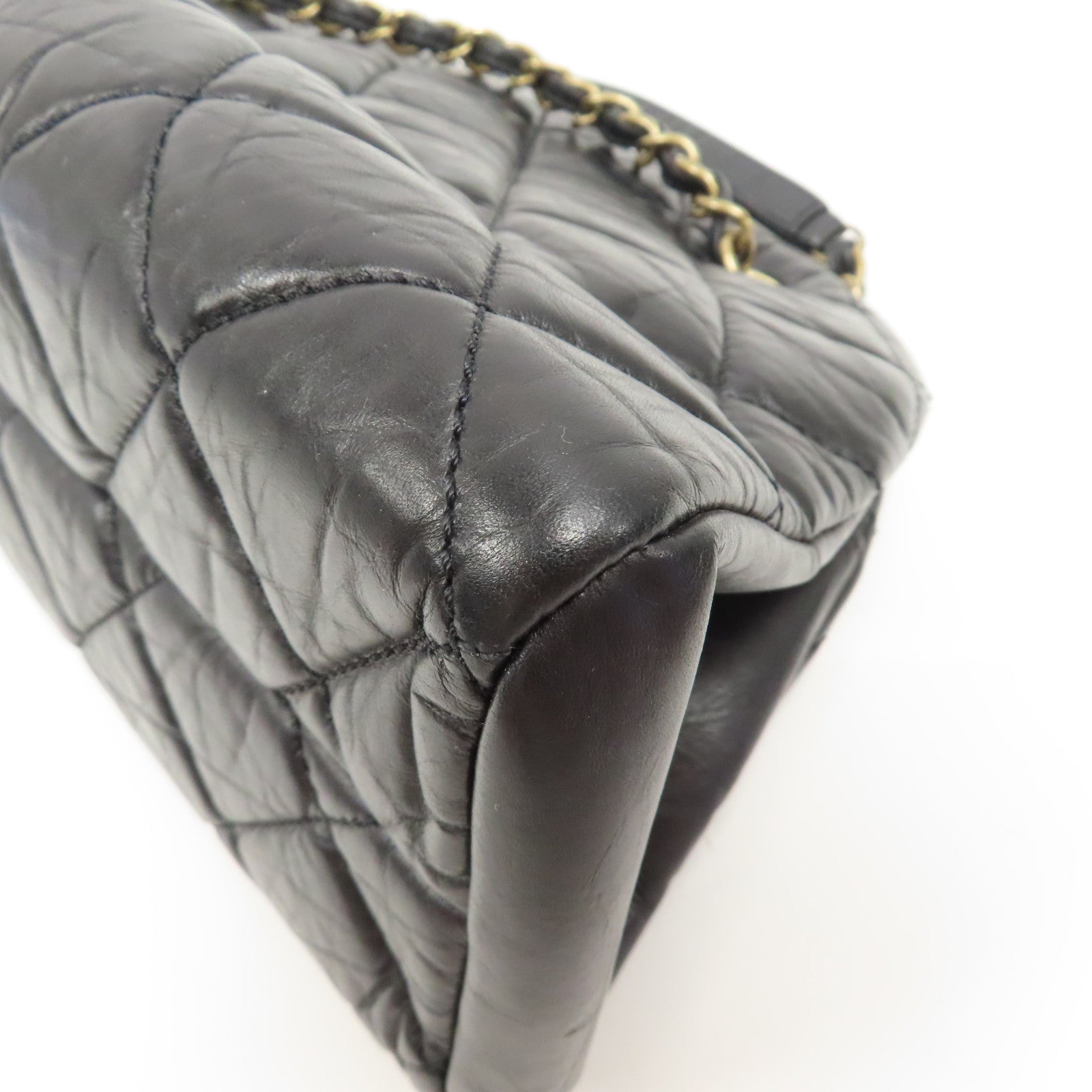 CHANEL 【激減優惠】菱格牛皮皮革Chain Shoulder Bag金扣鏈帶肩背袋黑色