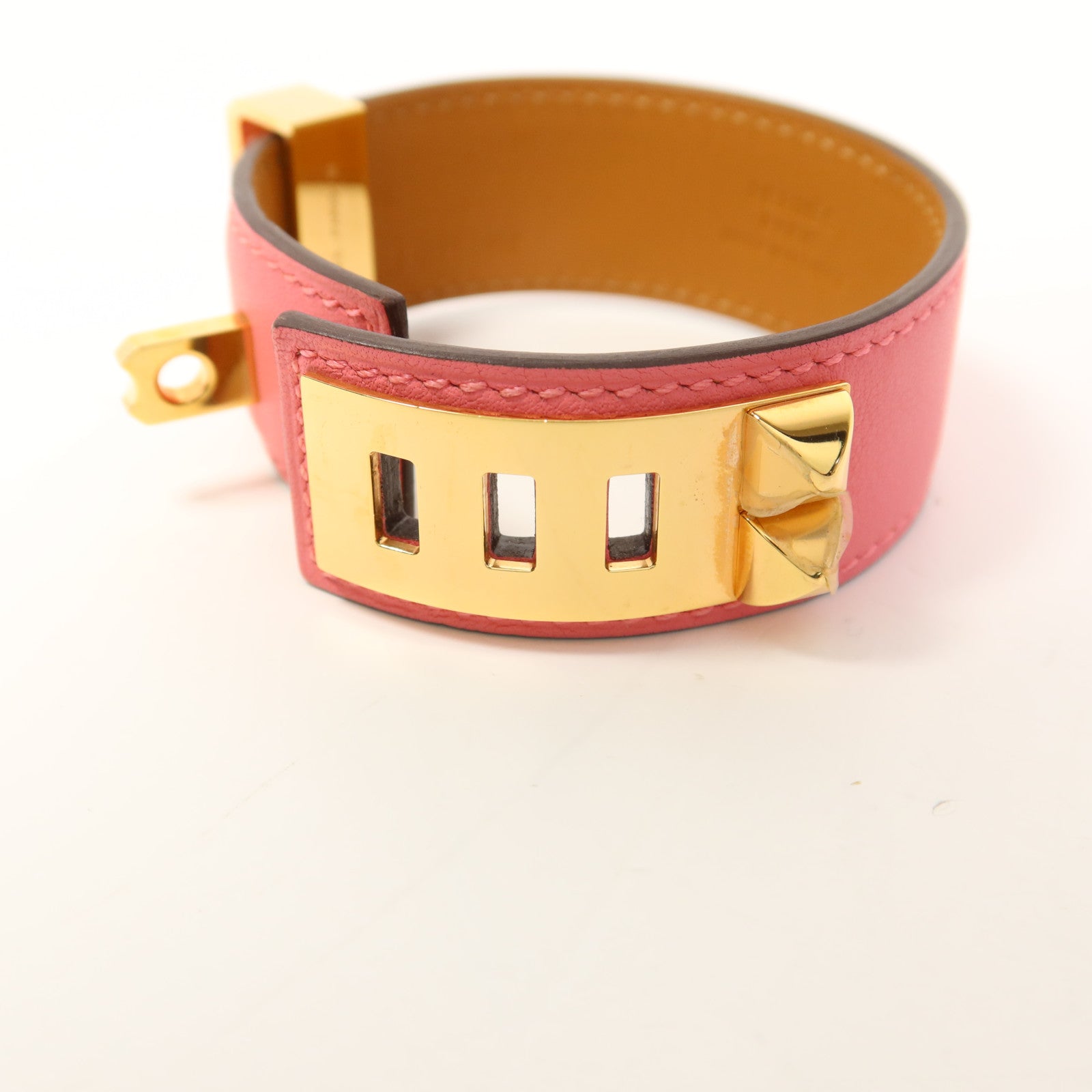 HERMES Swift皮革Collier De Chien金扣手鐲