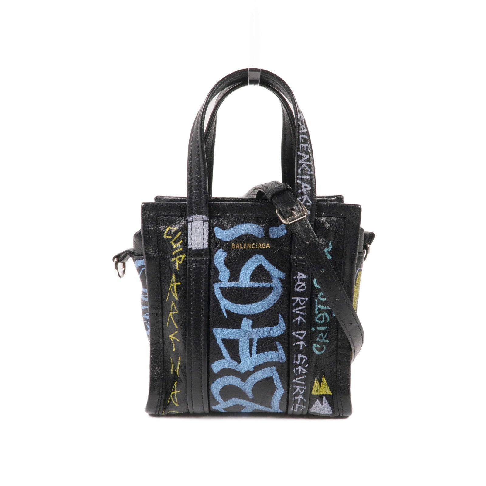 BALENCIAGA 牛皮皮革2 Way Shoulder銀扣手挽肩背兩用袋