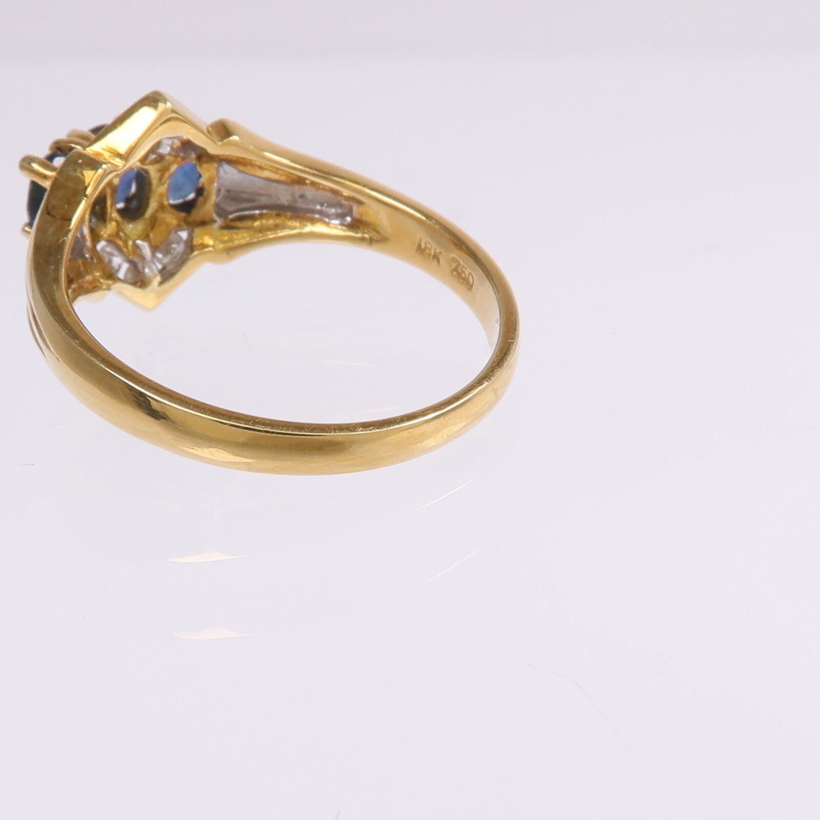 JEWELRY 【激減優惠】18K黃金/白金Sapphire Diamond Ring藍寶石/鑽石戒指US#6.75
