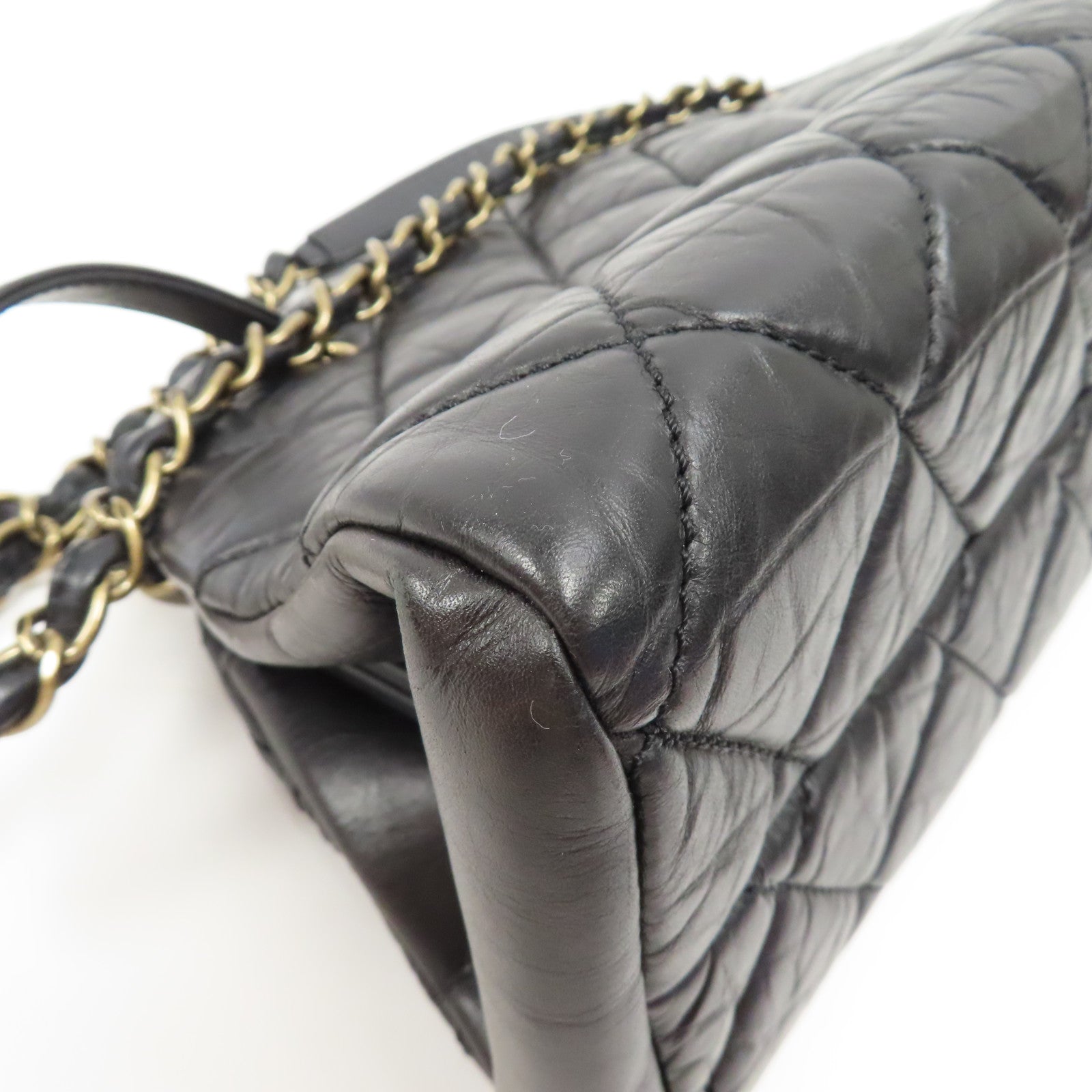 CHANEL 【激減優惠】菱格牛皮皮革Chain Shoulder Bag金扣鏈帶肩背袋黑色