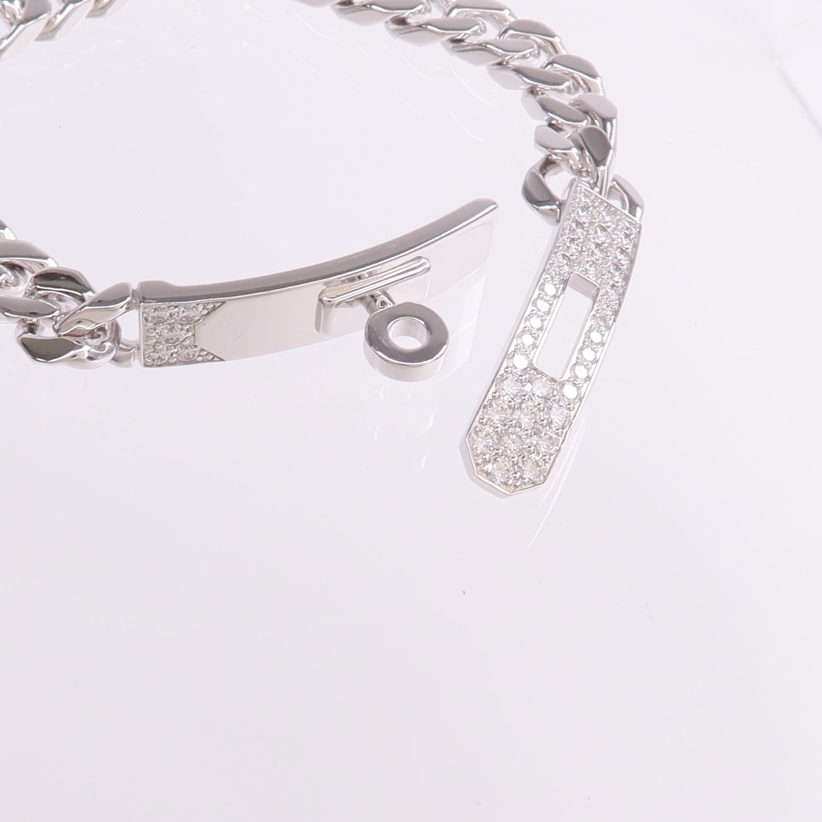 HERMES 18K白金Kelly Gourmette Bracelet Small Model鑽石手鏈