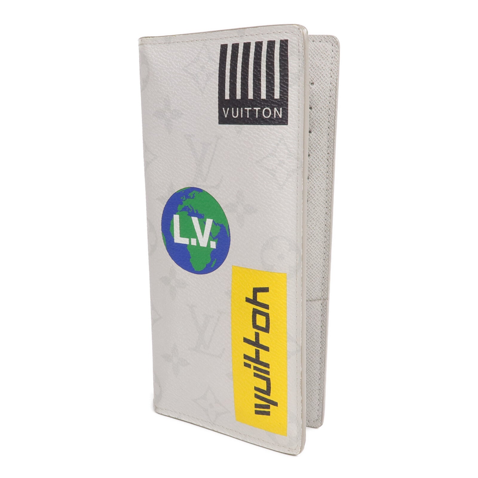 LOUIS VUITTON Monogram Logo Story Portefeuille Brazza Wallet銀扣長錢包