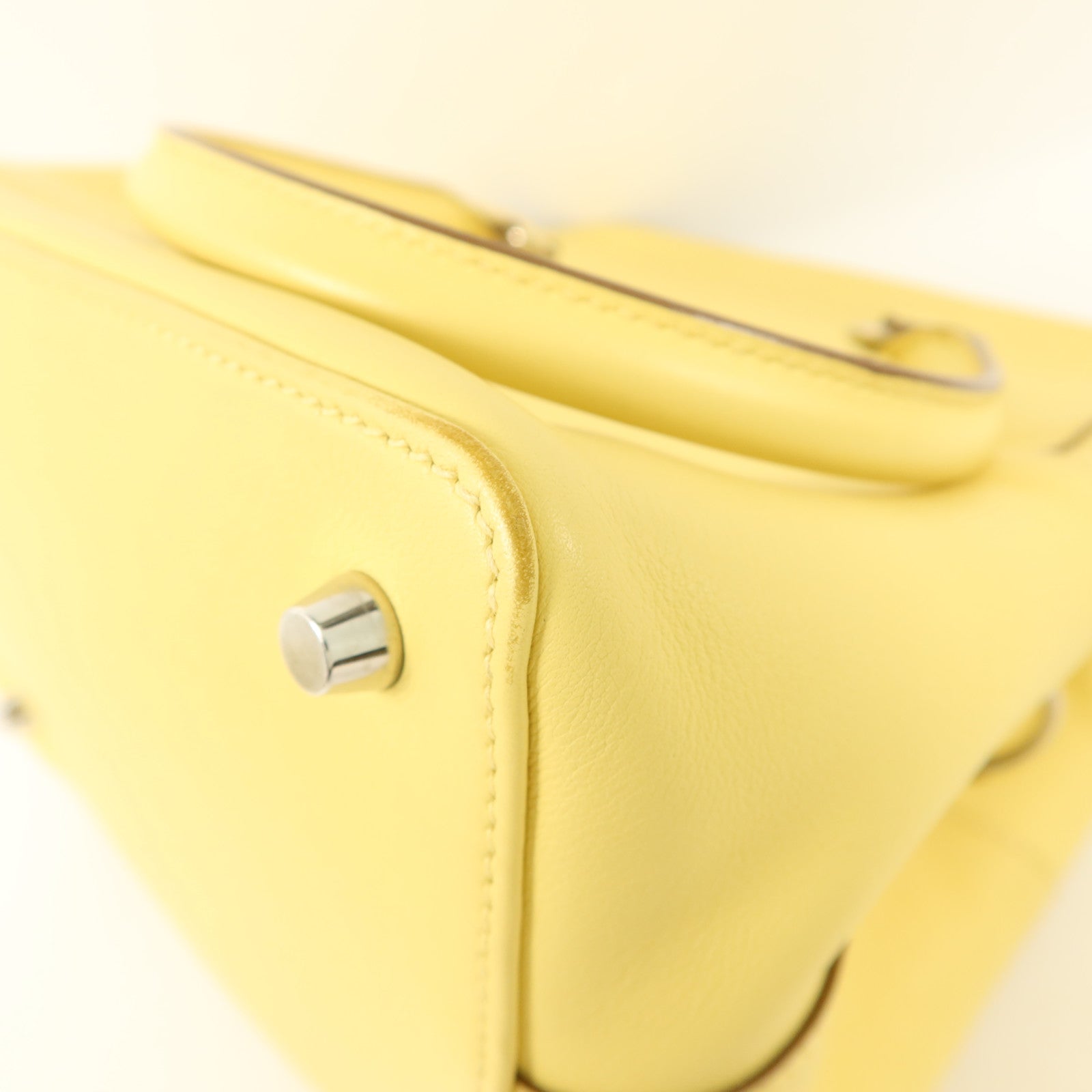 HERMES Swift皮革Tool Box 20銀扣手挽肩背兩用袋Jaune Poussin