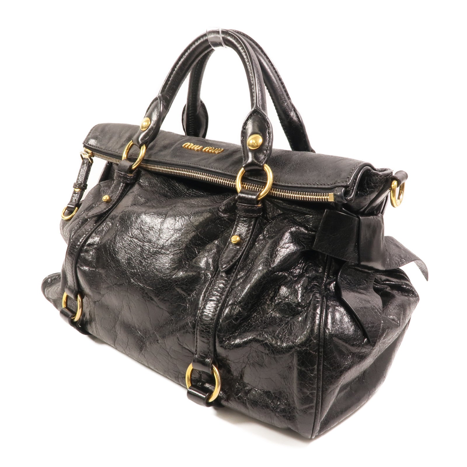 Miu Miu 牛皮皮革2 Way Bag金扣手挽肩背兩用袋