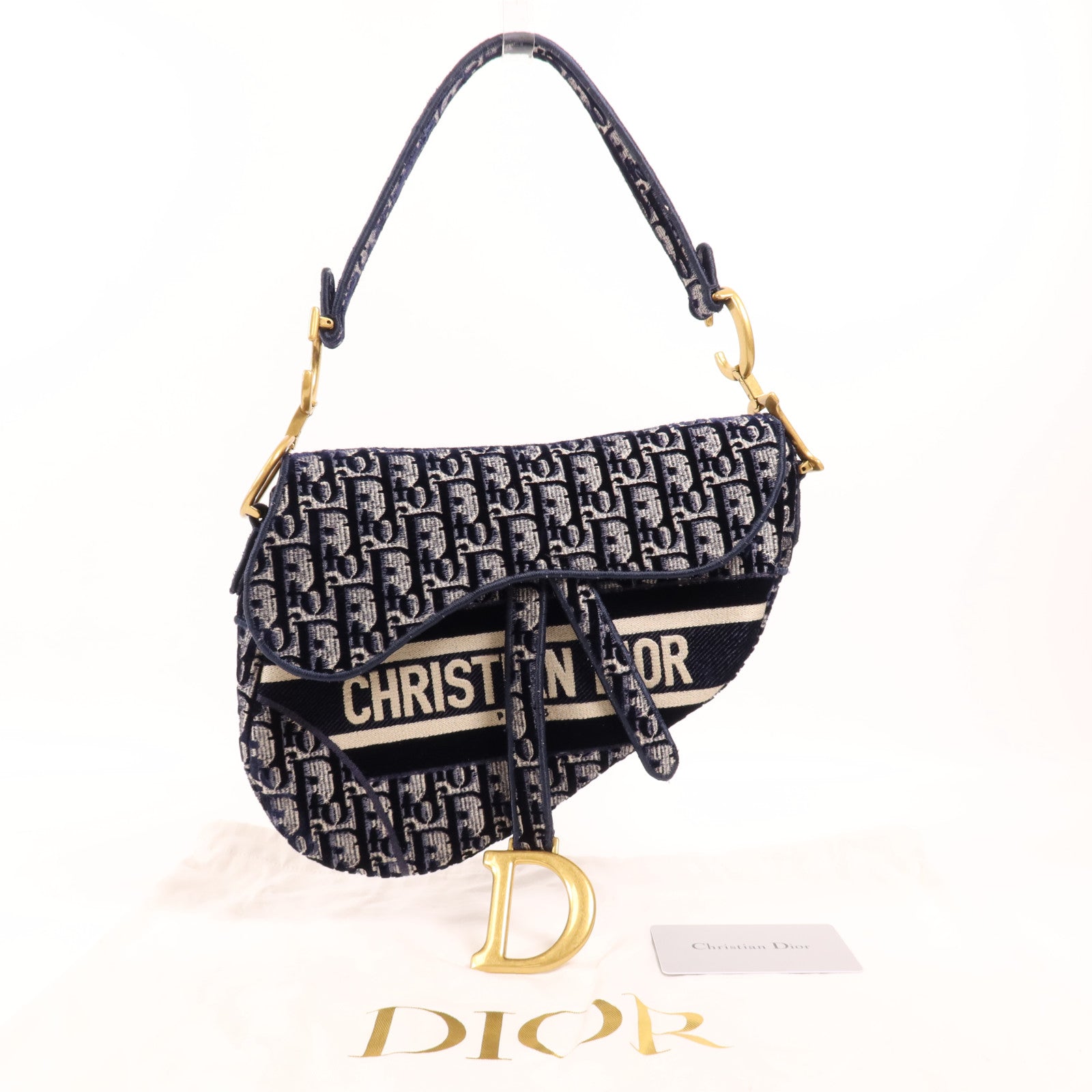 Dior 【激減優惠】帆布Saddle金扣手挽袋