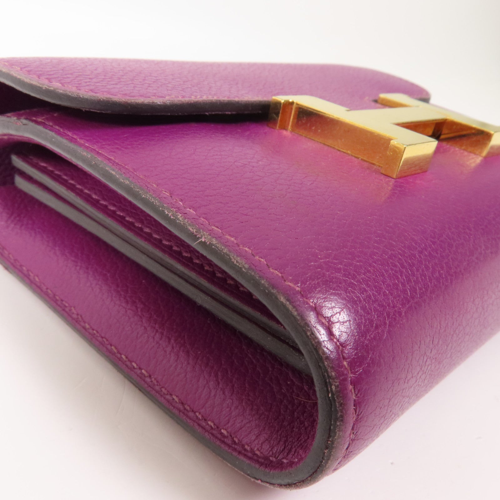 HERMES Evercolor皮革Constance Wallet金扣錢包Anemone