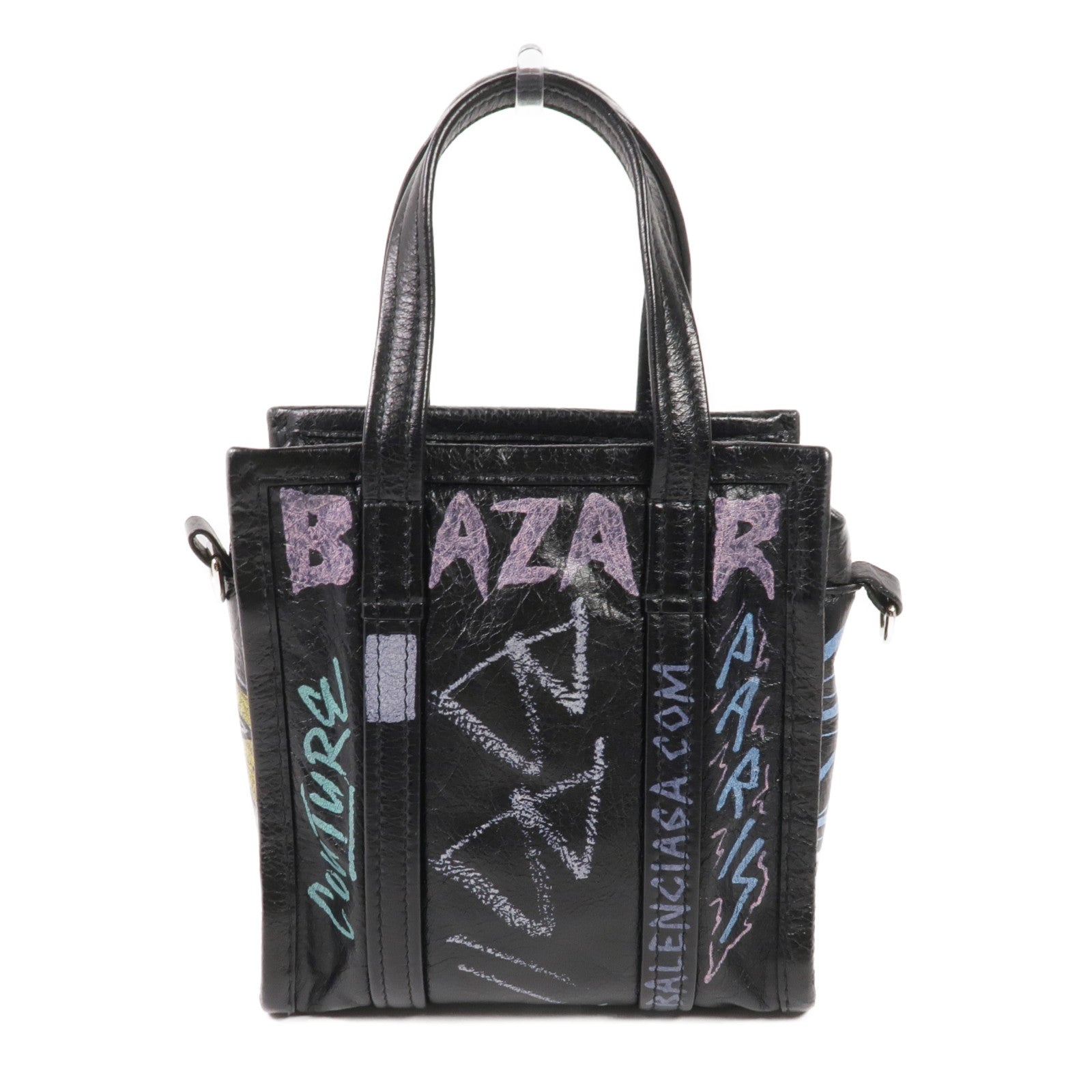 BALENCIAGA 牛皮皮革2 Way Shoulder銀扣手挽肩背兩用袋