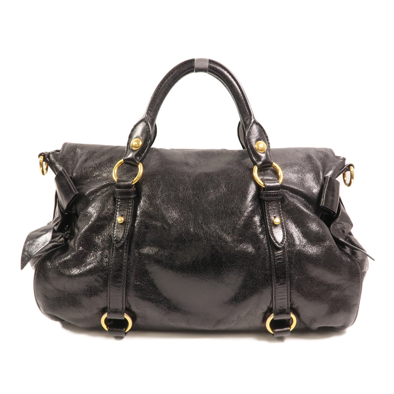 Miu Miu 牛皮皮革2 Way Bag金扣手挽肩背兩用袋