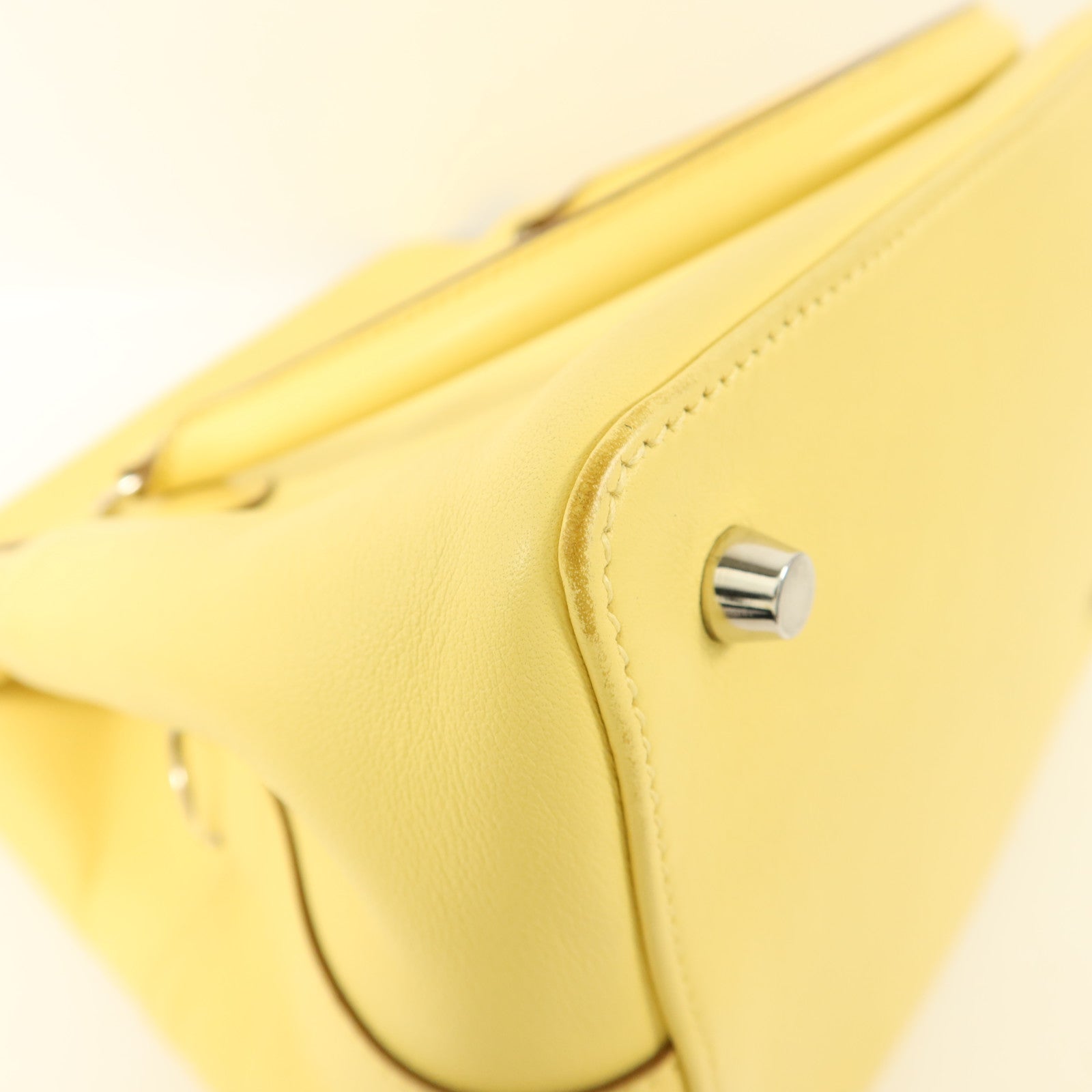 HERMES Swift皮革Tool Box 20銀扣手挽肩背兩用袋Jaune Poussin