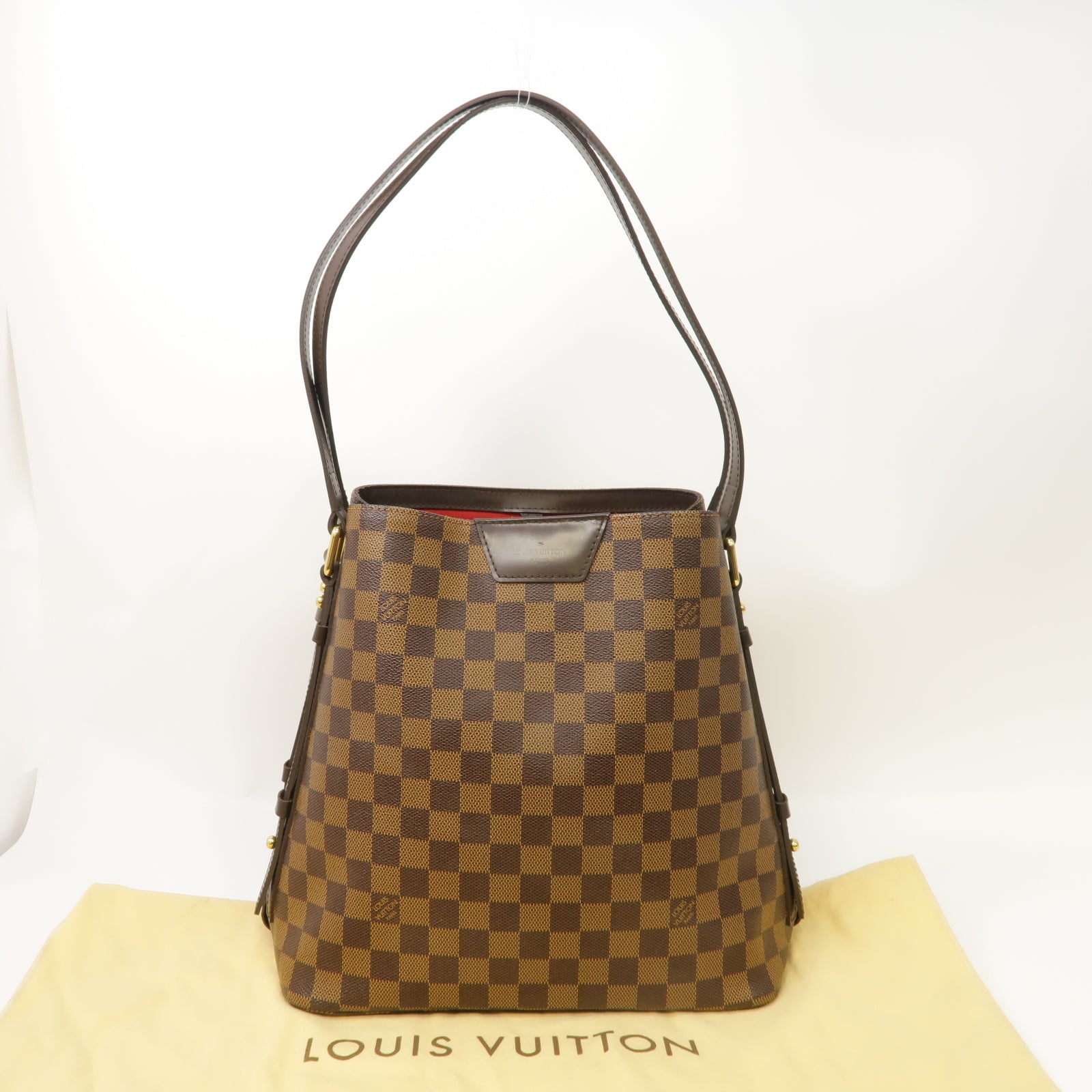 LOUIS VUITTON Damier Cabas Rivington金扣肩背袋棕色