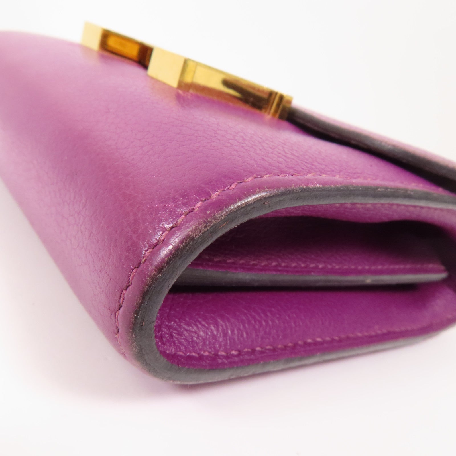 HERMES Evercolor皮革Constance Wallet金扣錢包Anemone