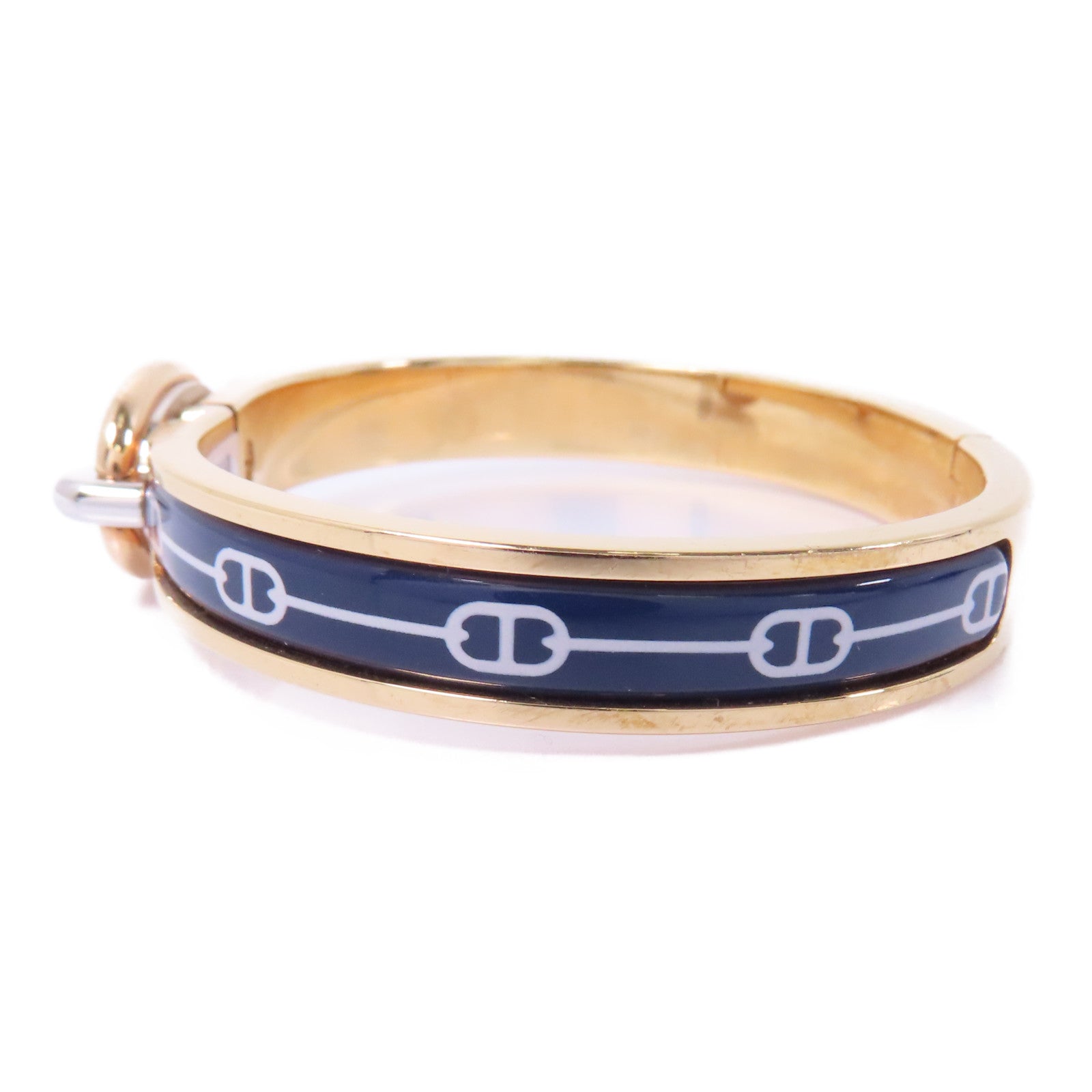 HERMES 金屬Bangle金扣手鐲藍色/金色