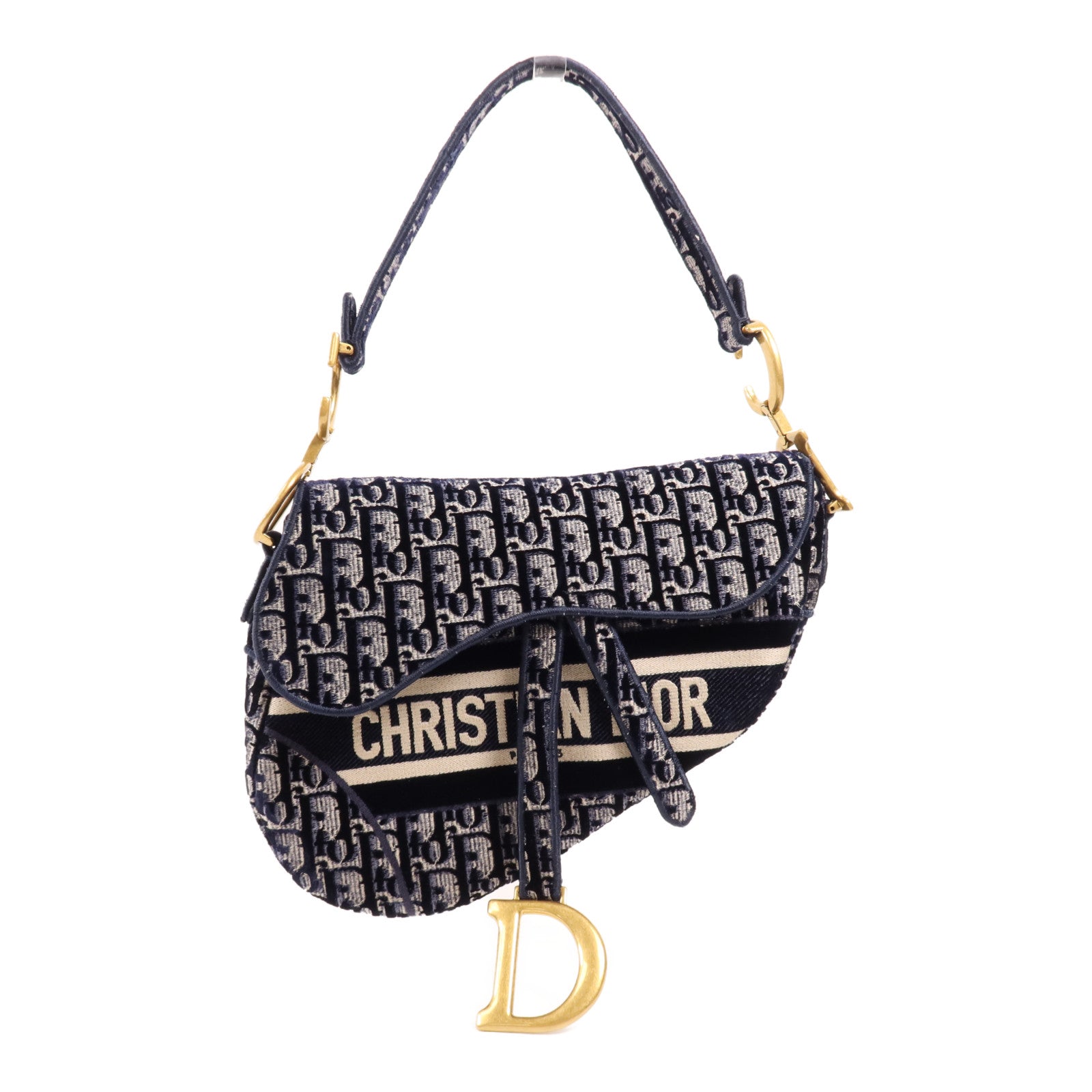 Dior 【激減優惠】帆布Saddle金扣手挽袋
