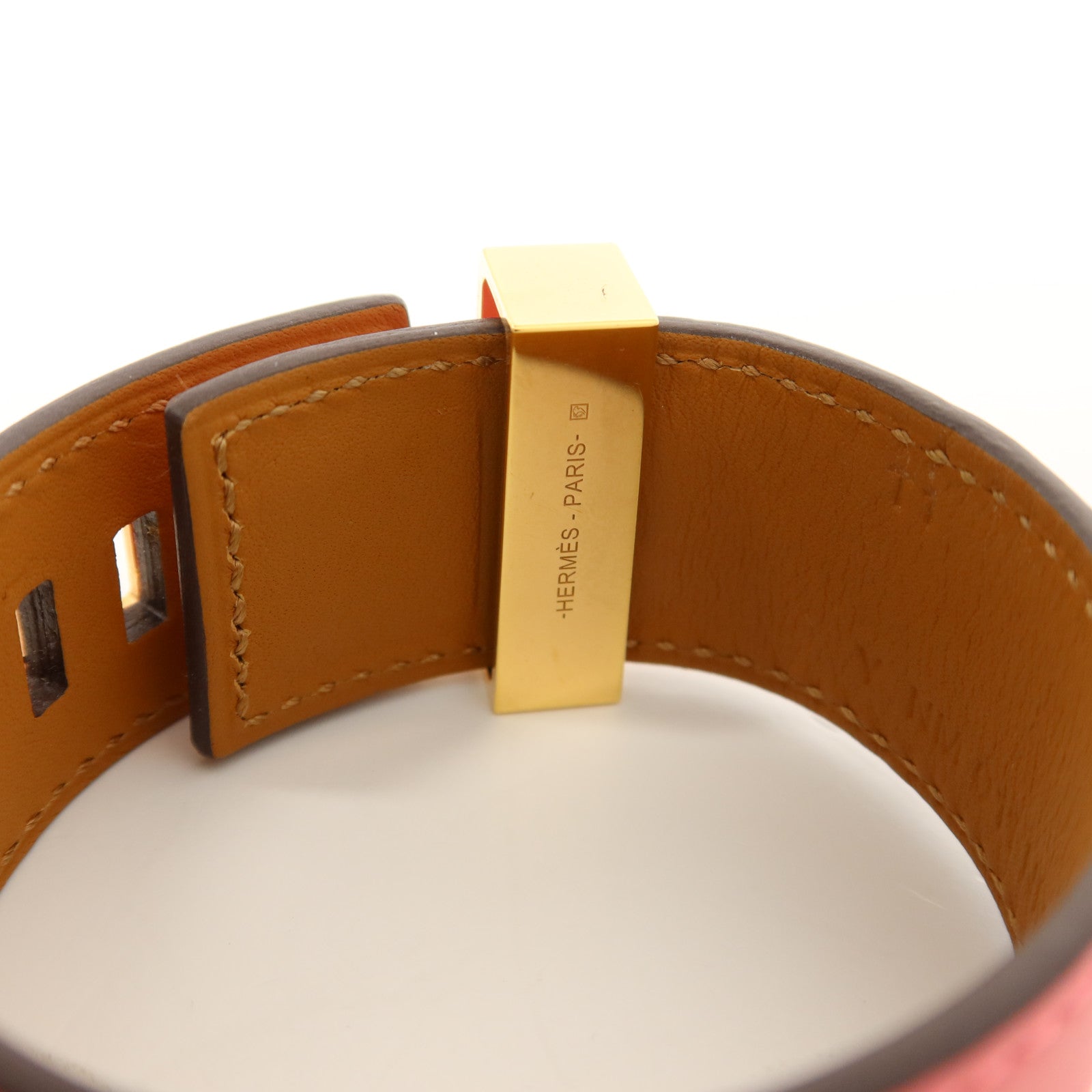 HERMES Swift皮革Collier De Chien金扣手鐲