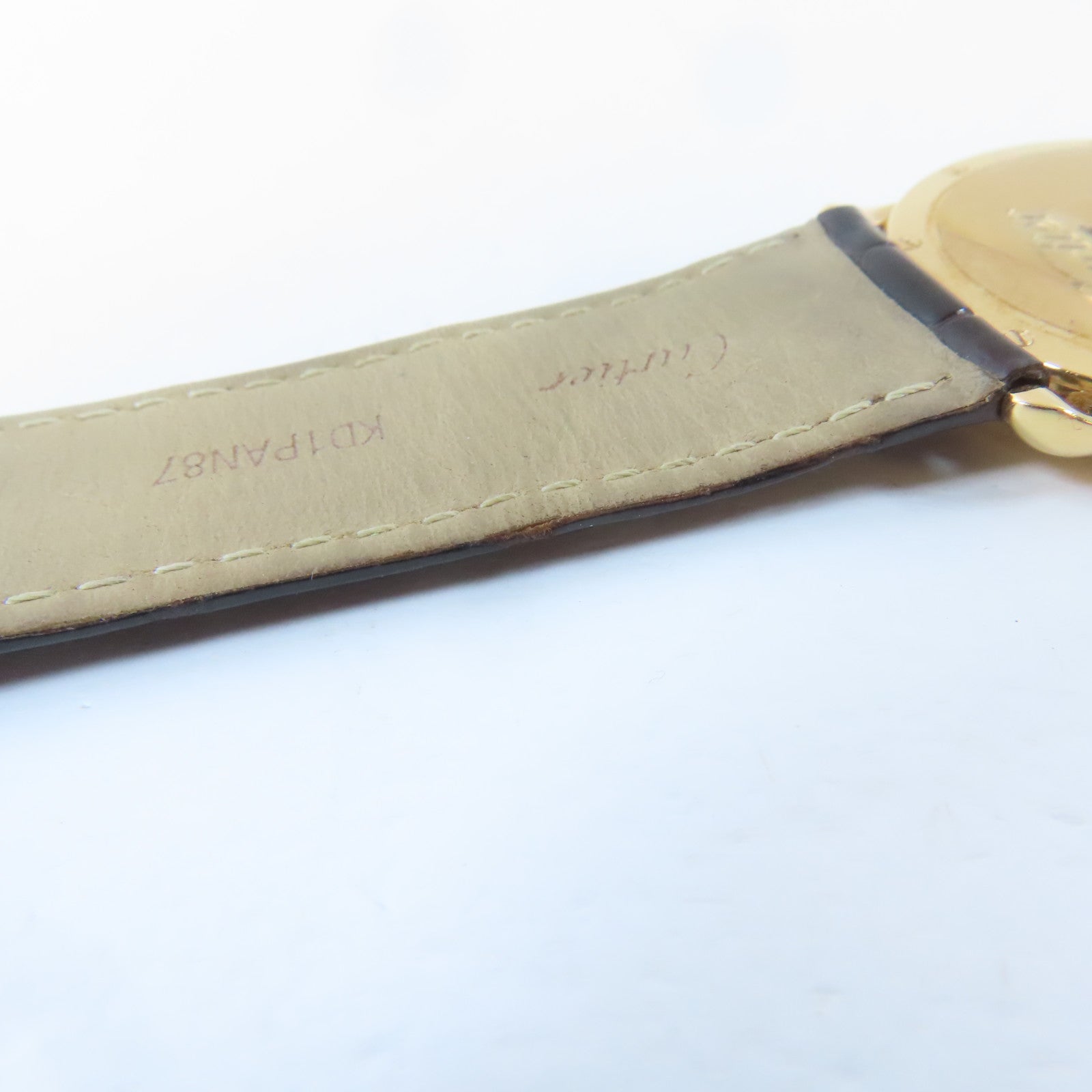 CARTIER Ronde Solo 18K玫瑰金/皮革手錶石英機芯白色#18cm