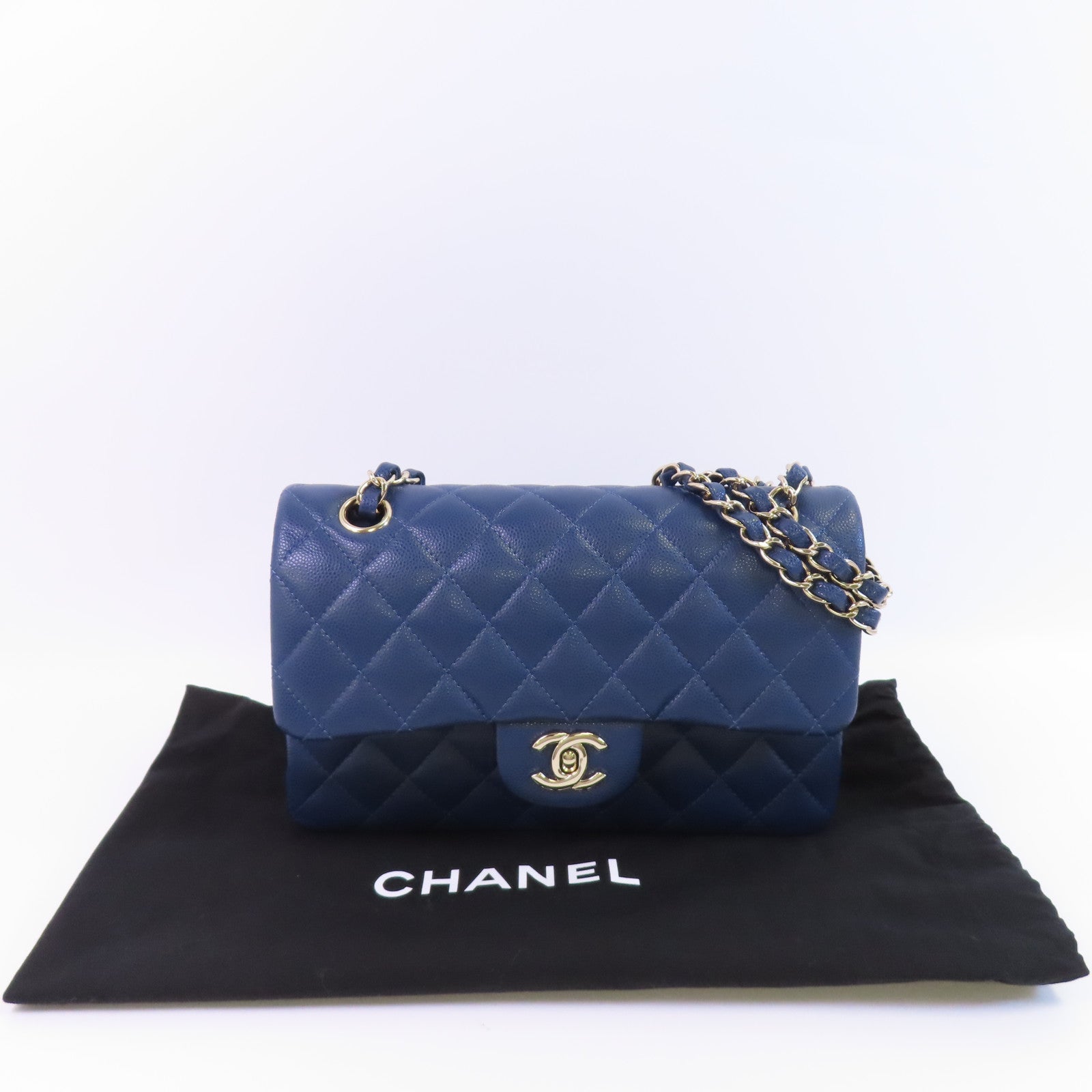 CHANEL 牛皮皮革Classic 23金扣鏈帶肩背袋