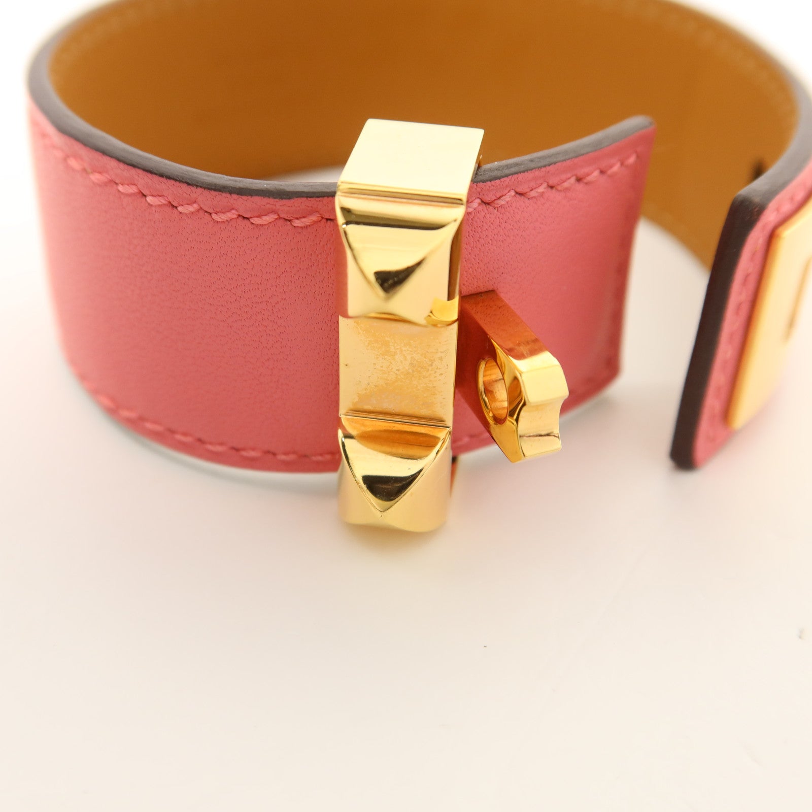 HERMES Swift皮革Collier De Chien金扣手鐲