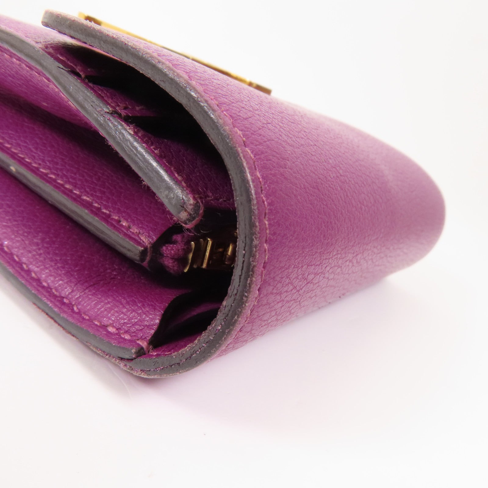 HERMES Evercolor皮革Constance Wallet金扣錢包Anemone