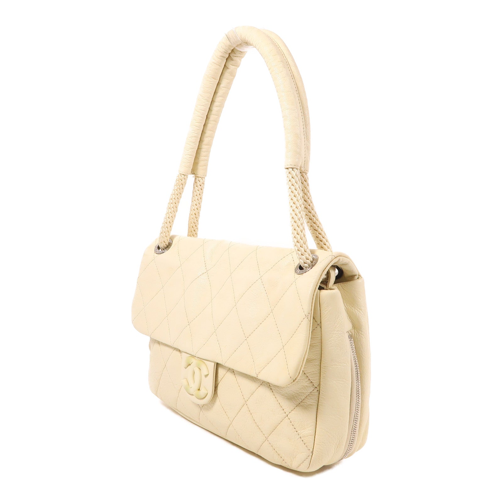 CHANEL 牛皮皮革Shoulder Bag銀扣肩背袋