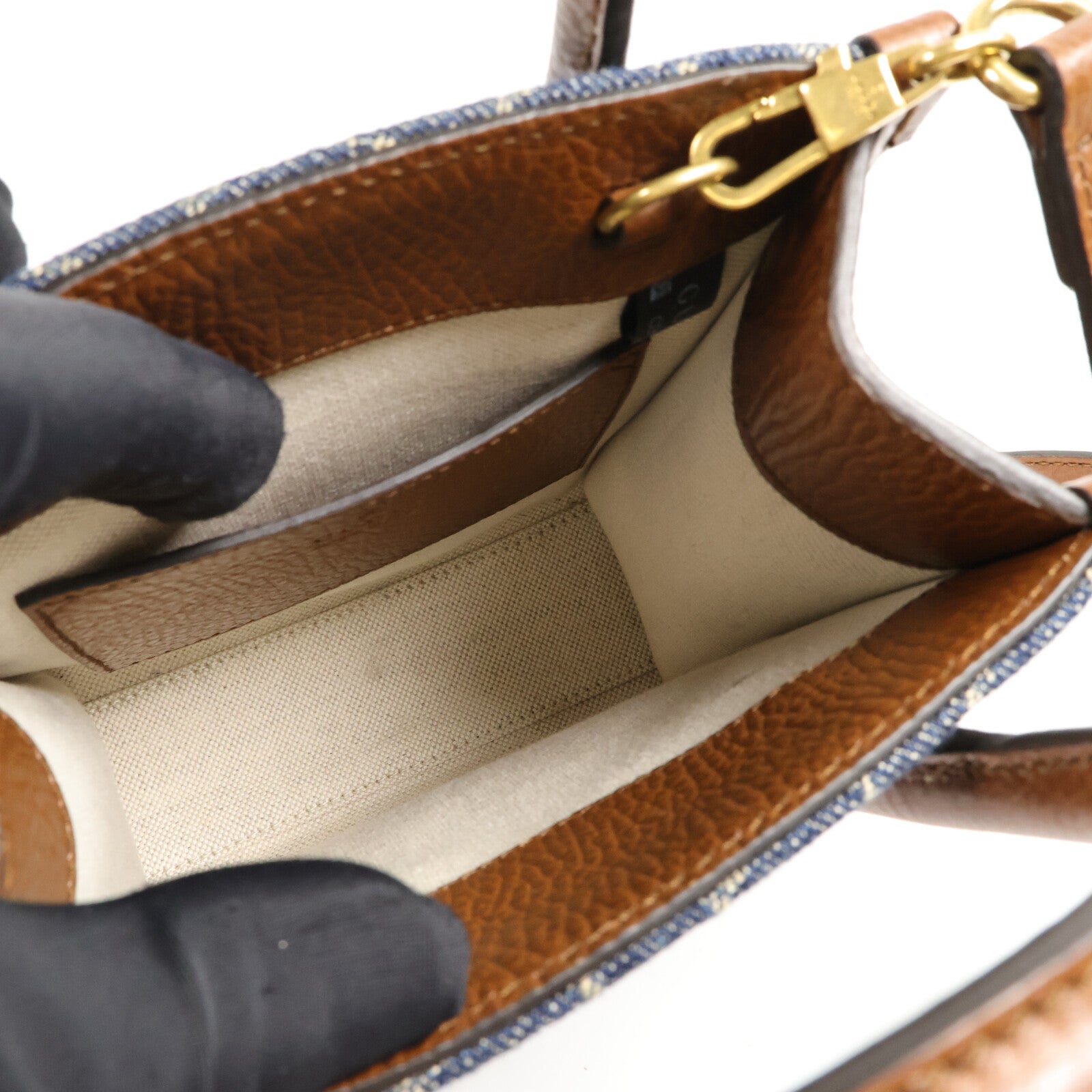 GUCCI 牛仔布Interlocking G Mini Tote手挽肩背兩用袋