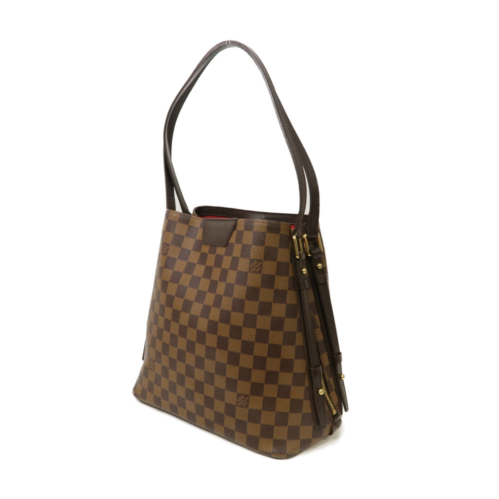 LOUIS VUITTON Damier Cabas Rivington金扣肩背袋棕色