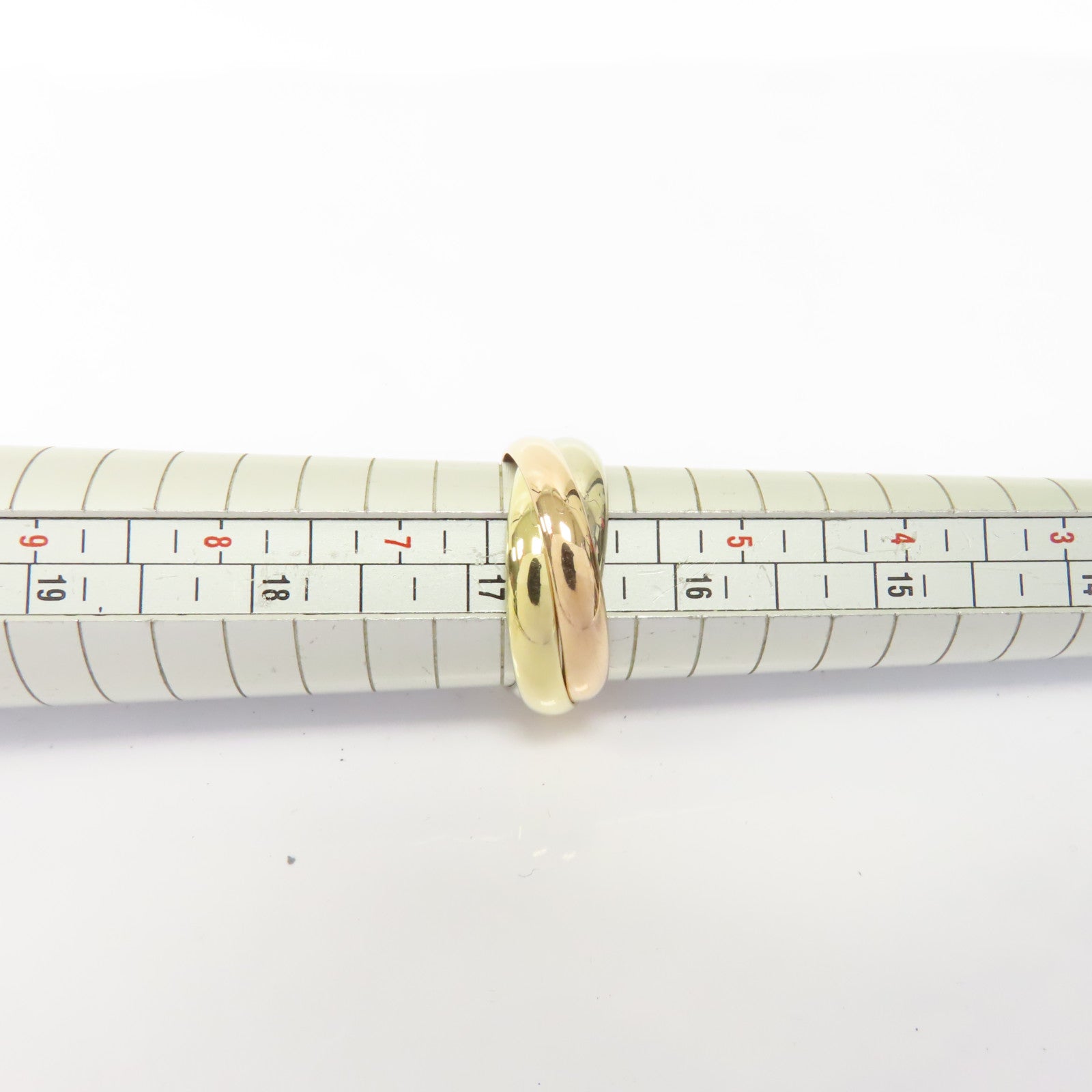 CARTIER 18K黄金/玫瑰金/白金Trinity Ring戒指US#6/Cartier#52