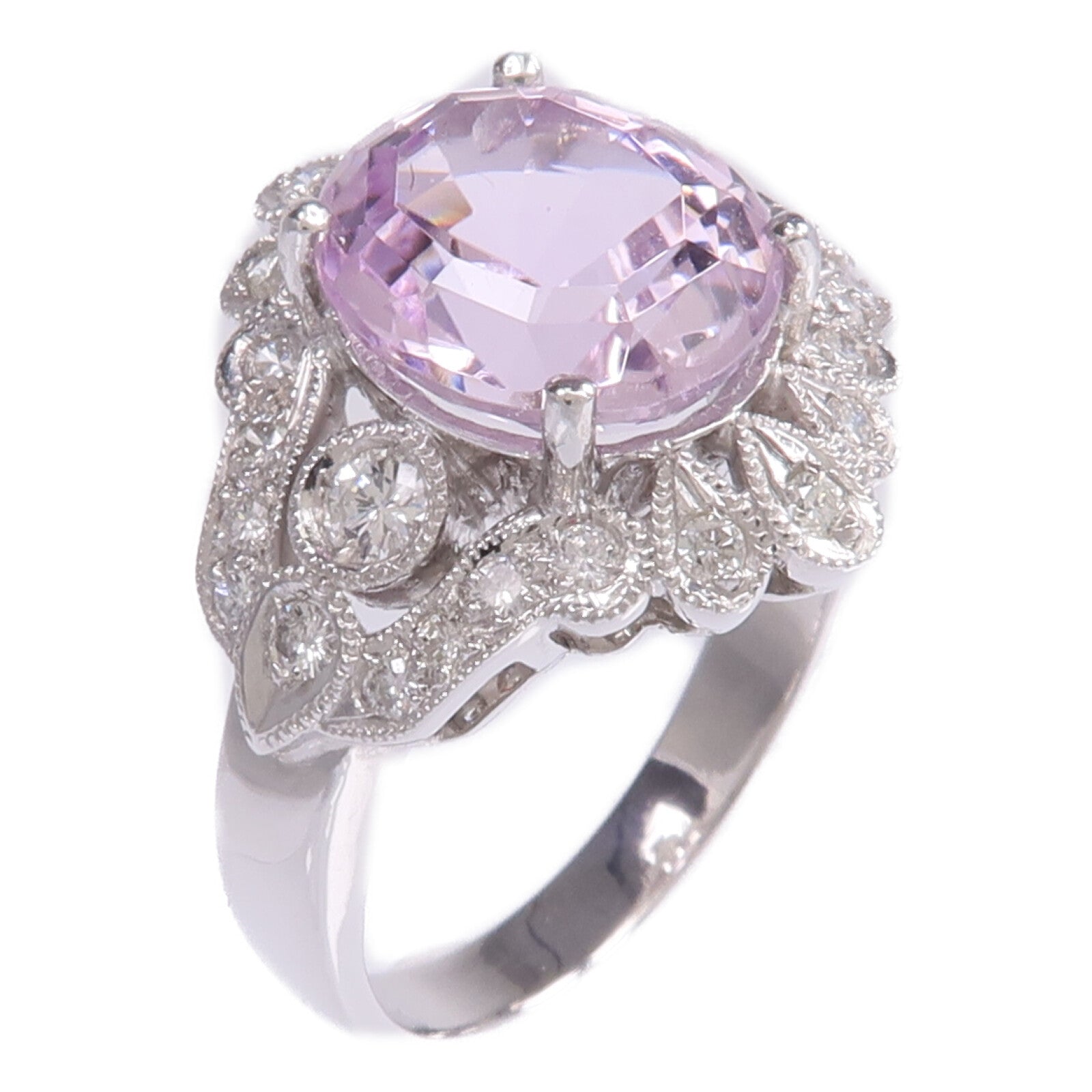 JEWELRY 【激減優惠】PT900鉑金Kunzite Diamond Ring Kunzite/鑽石戒指US#8.25