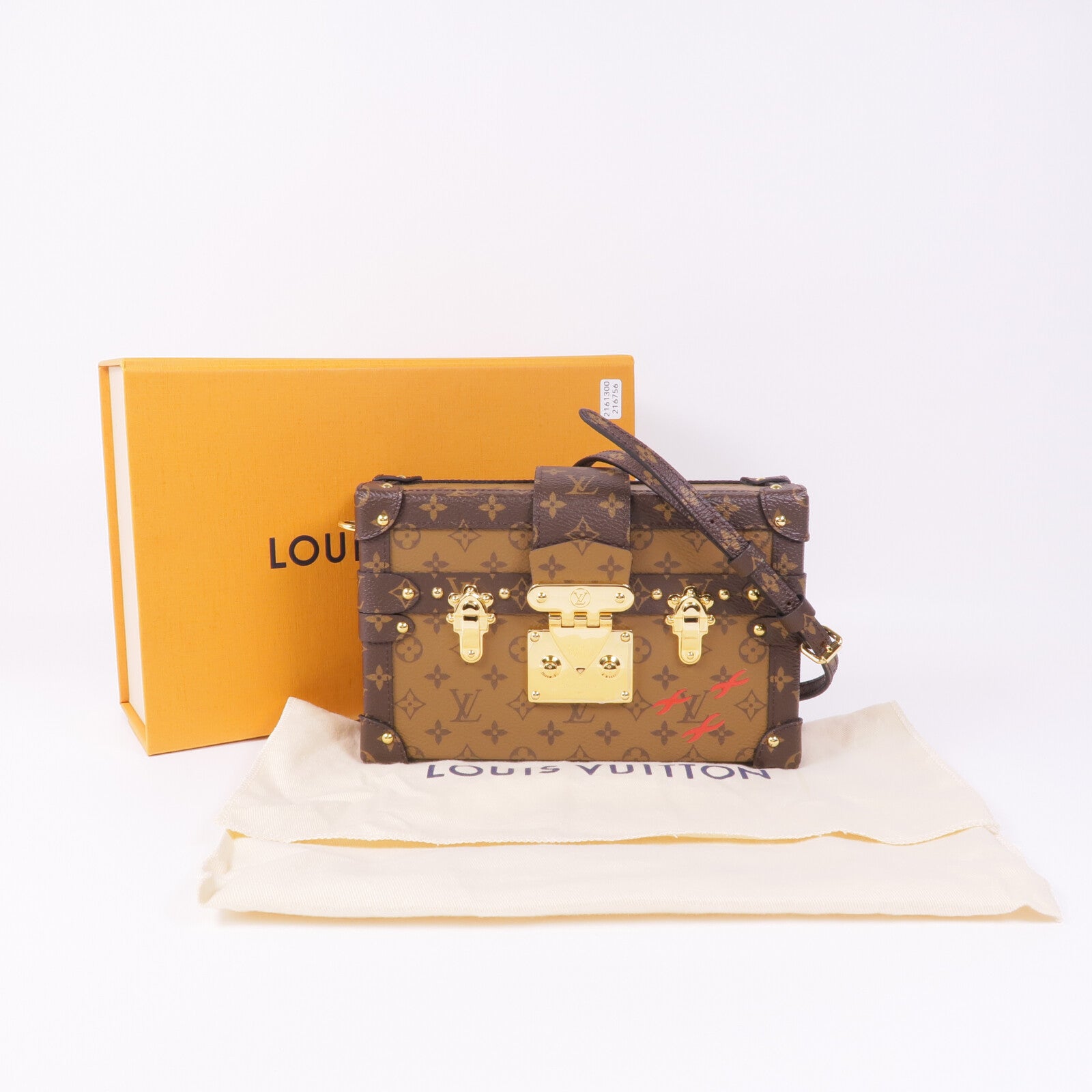 LOUIS VUITTON Monogram Reverse Petite Malle金扣肩背袋