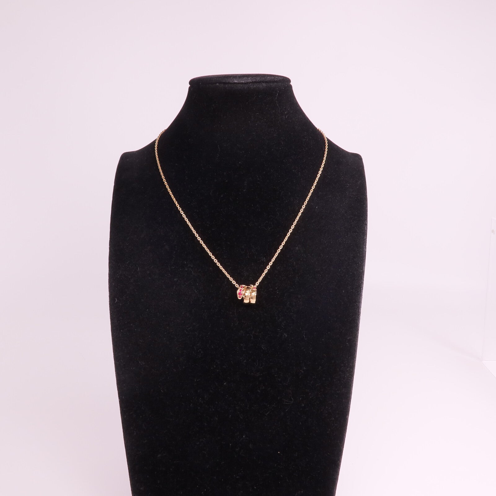 BVLGARI 18K玫瑰金Serpenti Viper Necklace紅寶石項鍊