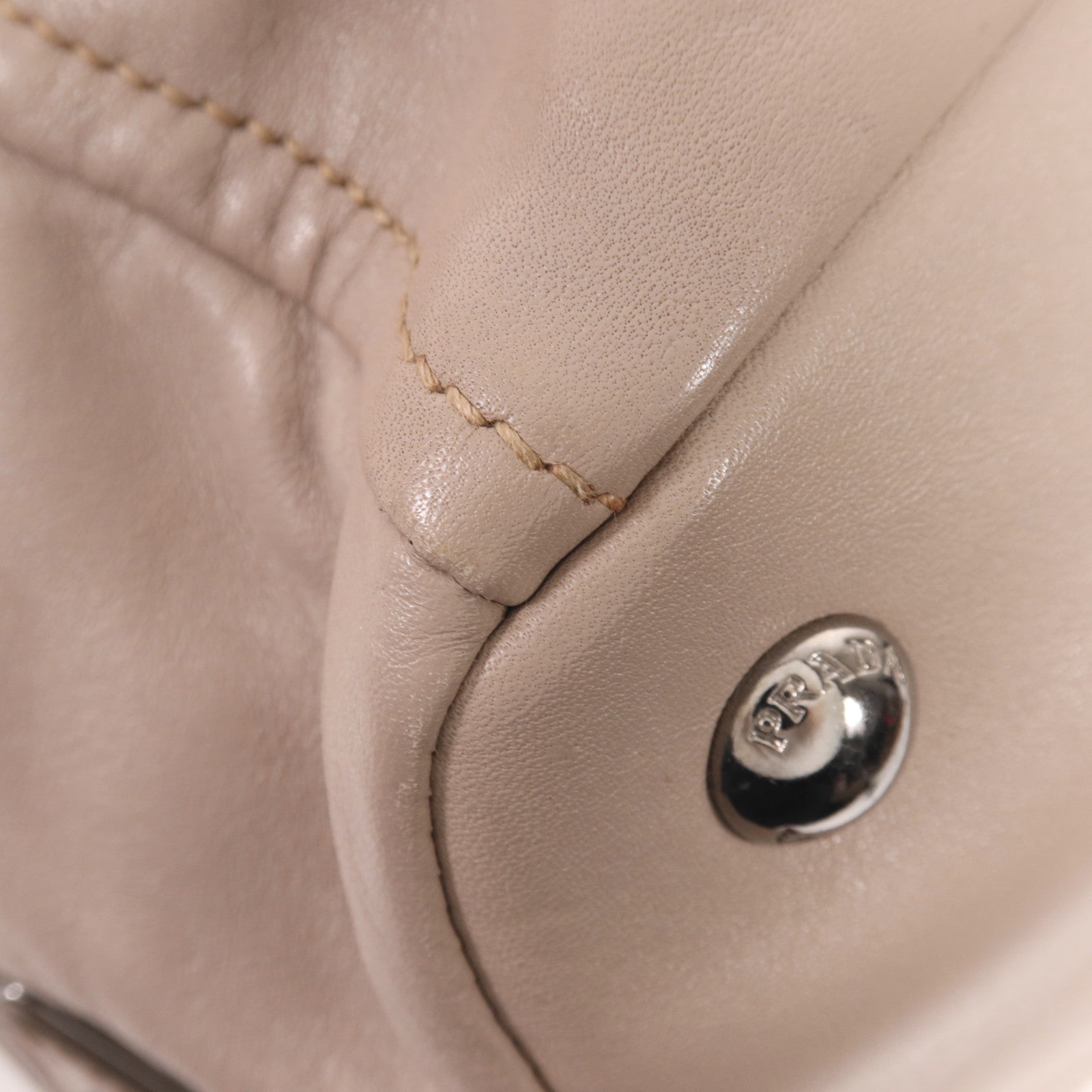 PRADA 【激減優惠】牛皮皮革2 Way Shoulder銀扣手挽肩背兩用袋