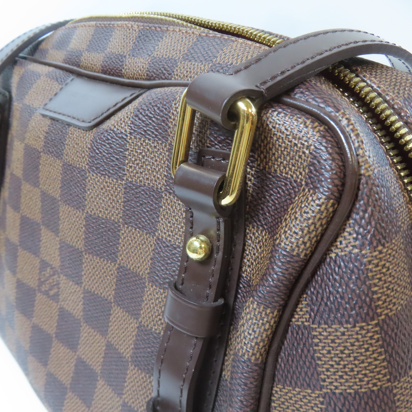 LOUIS VUITTON Damier Livington金扣肩背袋啡色