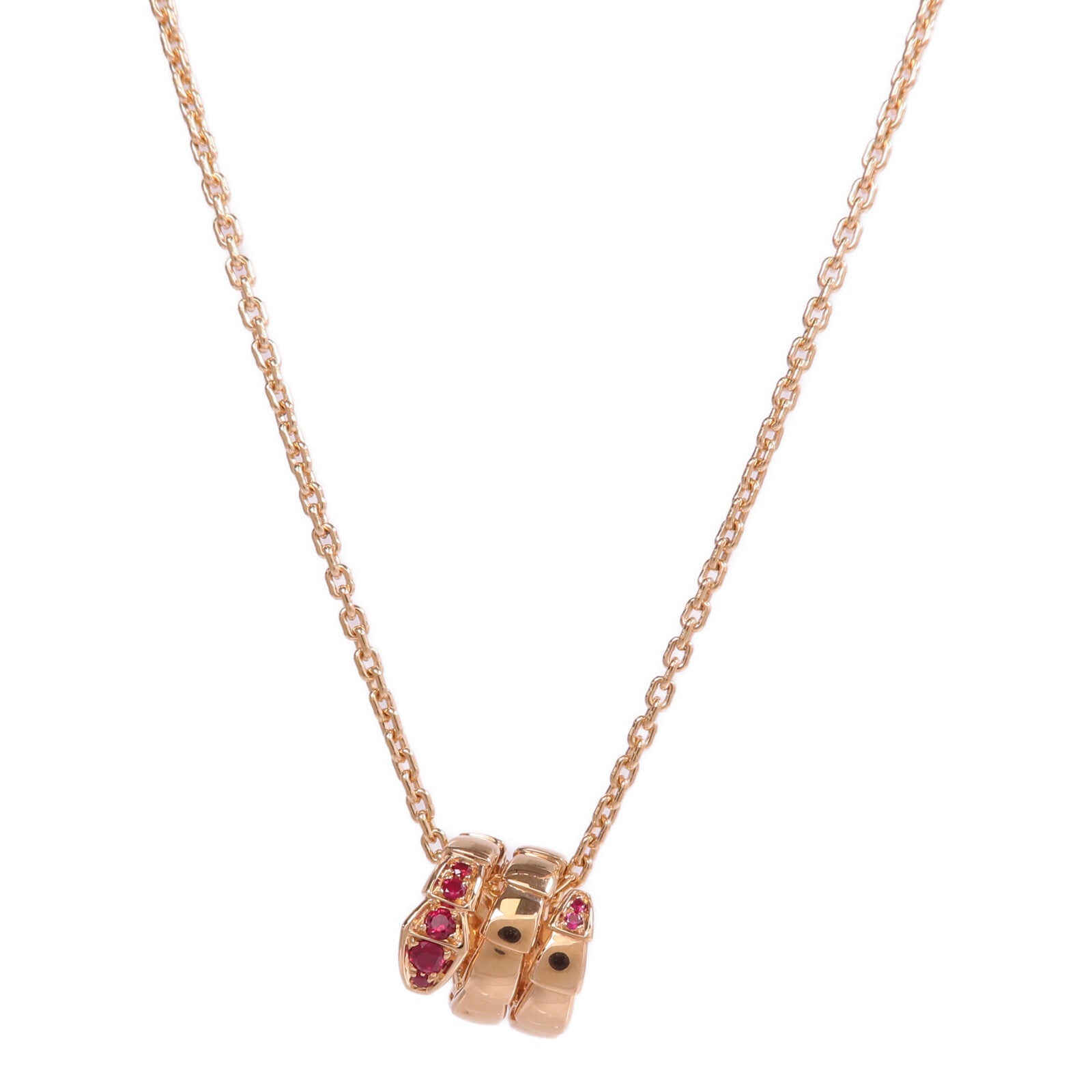 BVLGARI 18K玫瑰金Serpenti Viper Necklace紅寶石項鍊