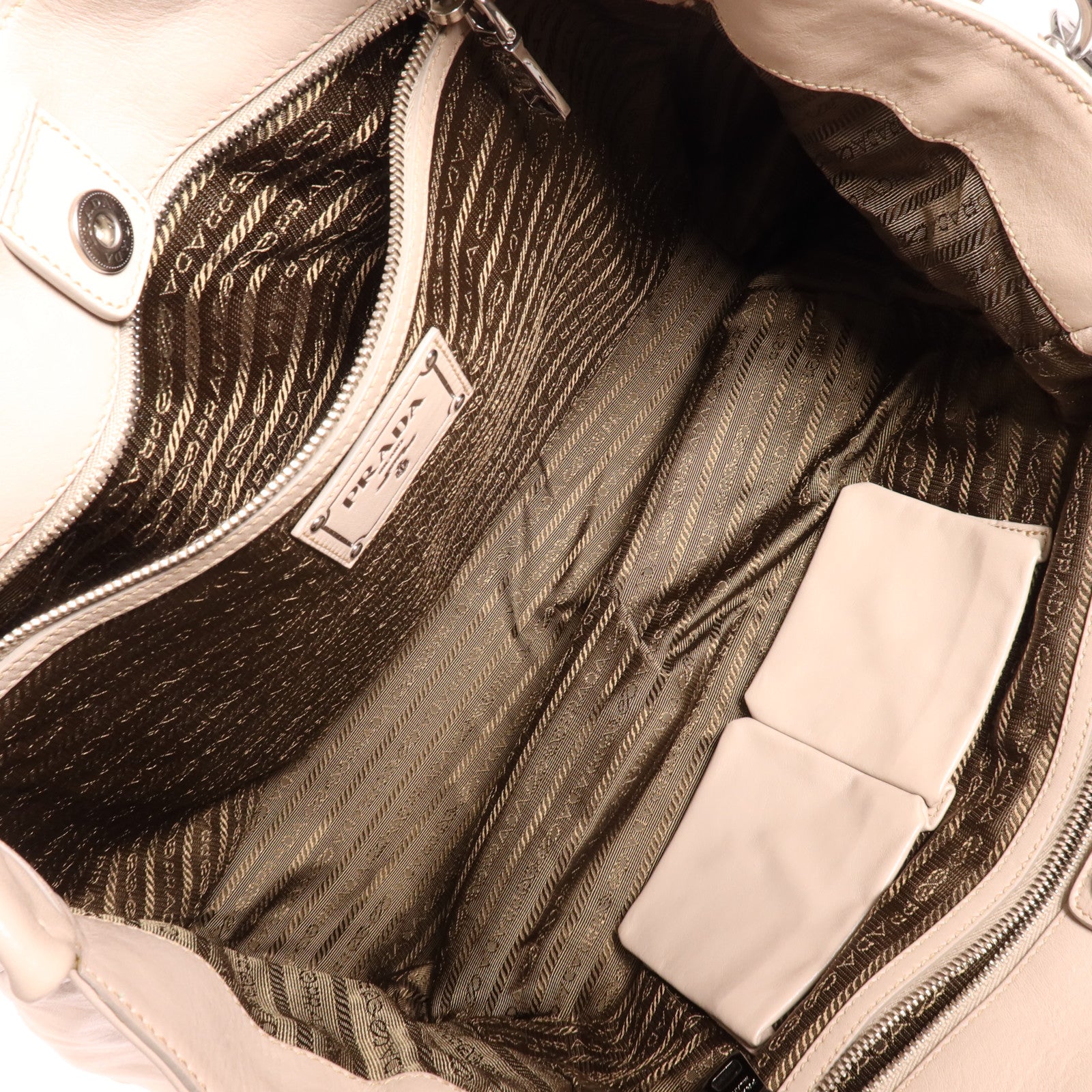 PRADA 牛皮皮革2 Way Shoulder銀扣手挽肩背兩用袋