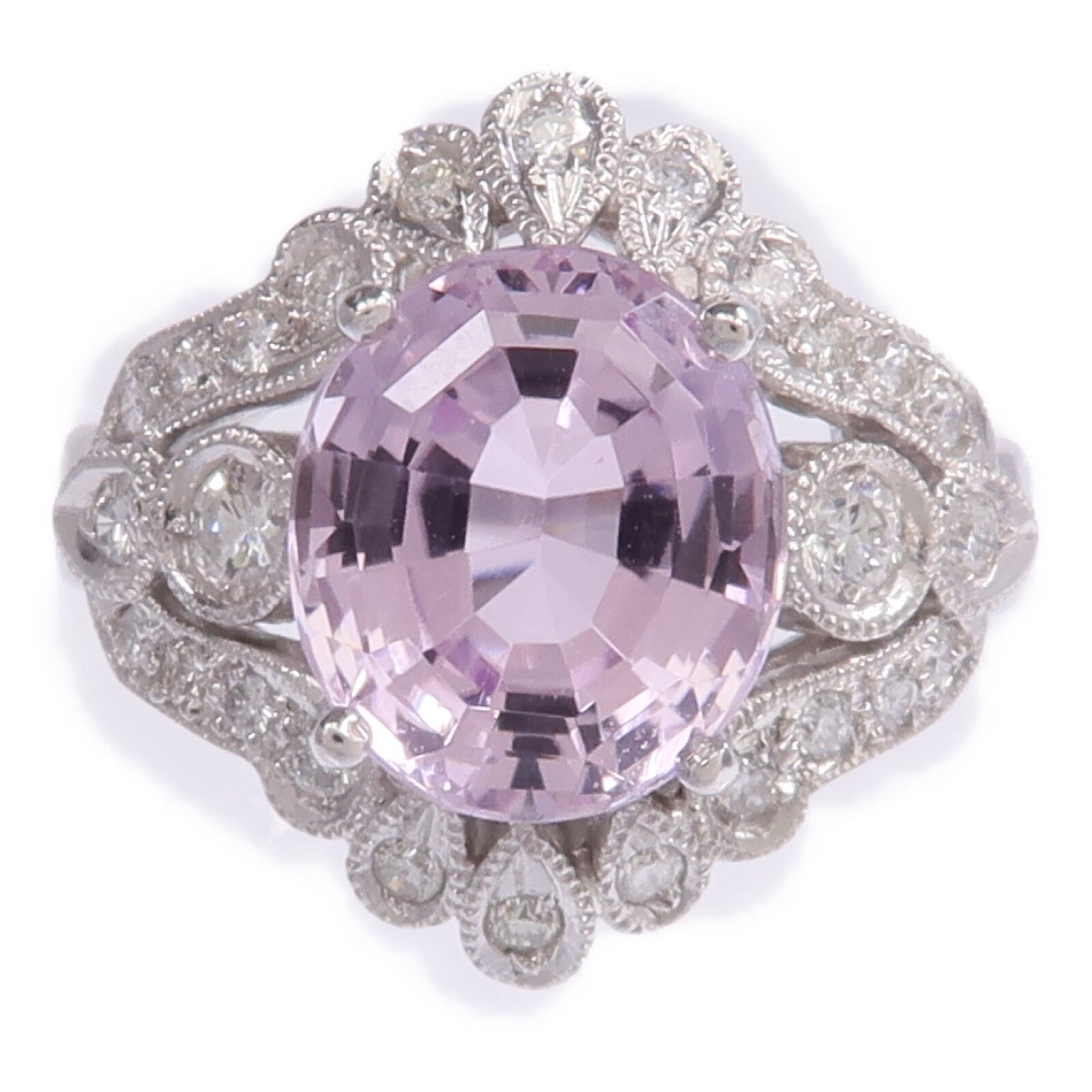 JEWELRY 【激減優惠】PT900鉑金Kunzite Diamond Ring Kunzite/鑽石戒指US#8.25