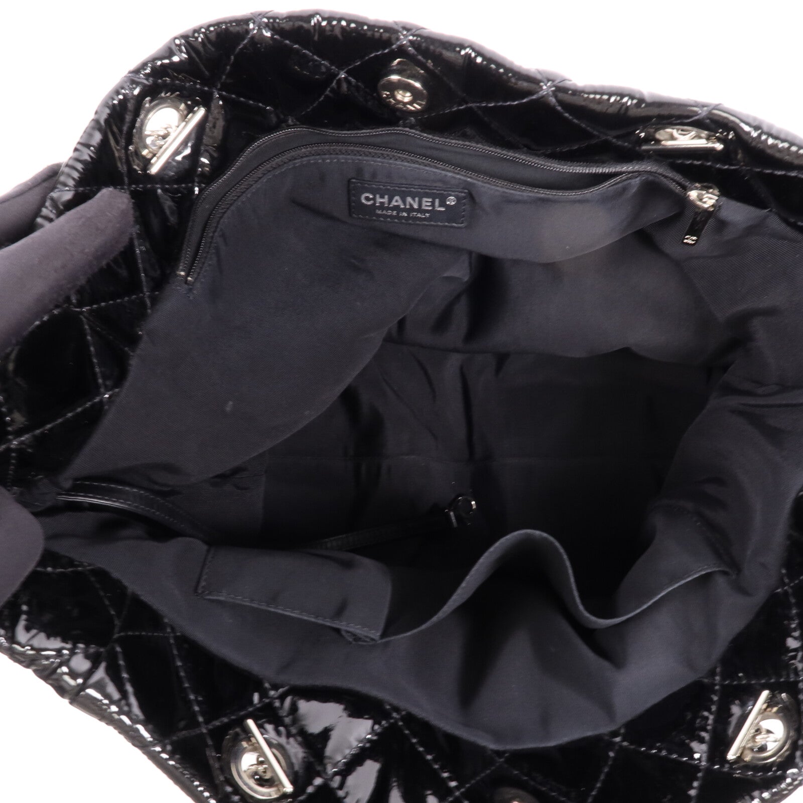 CHANEL 漆皮皮革Shoulder Bag銀扣鏈帶肩背袋