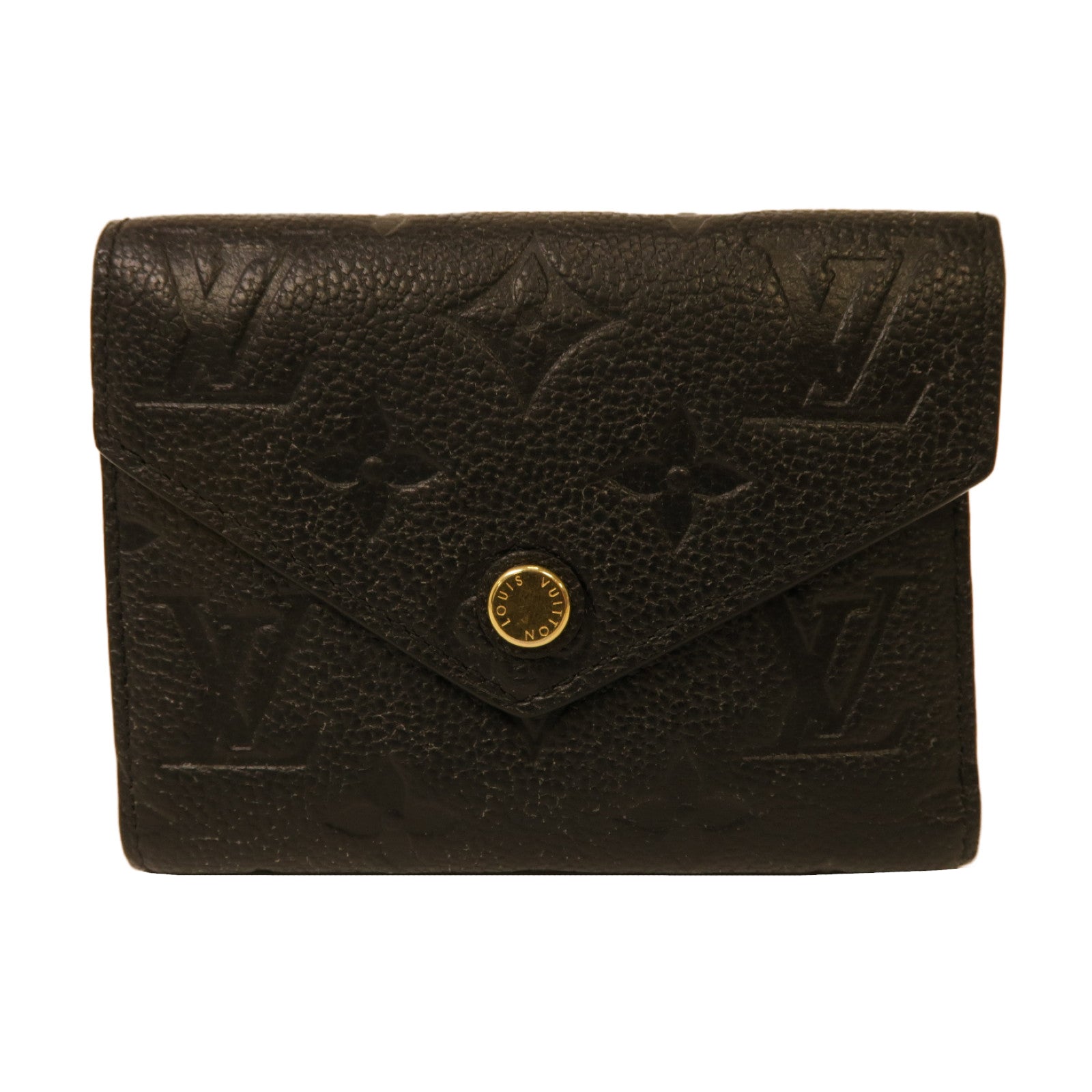 LOUIS VUITTON Monogram Empreinte Victorine Wallet金扣鈕扣錢包黑色