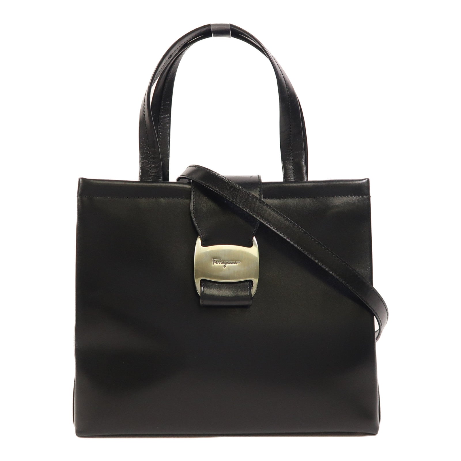 Salvatore Ferragamo 牛皮皮革2 Way Shoulder銀扣手挽肩背兩用袋