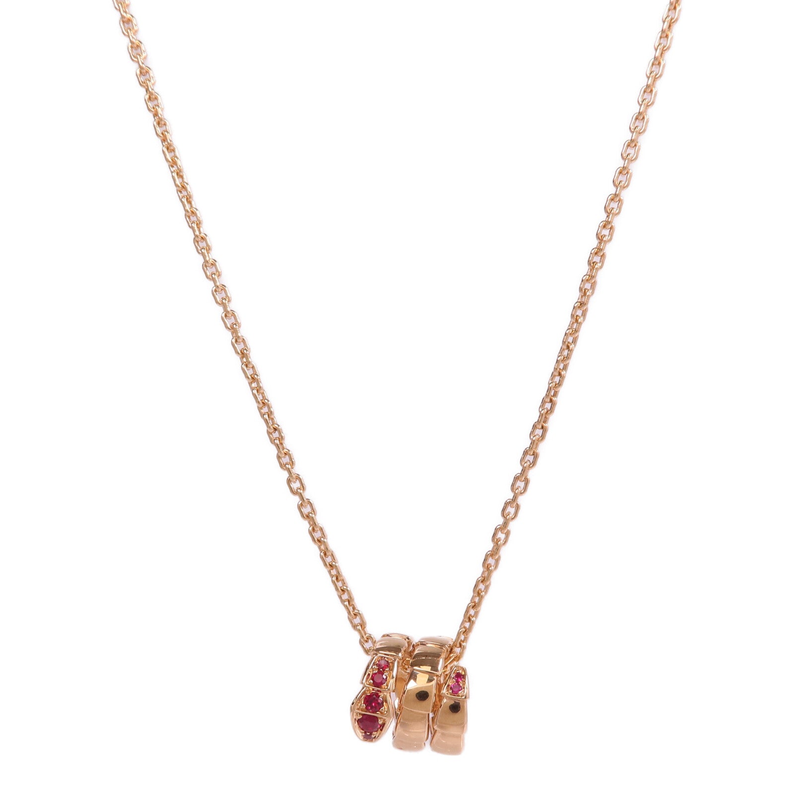 BVLGARI 18K玫瑰金Serpenti Viper Necklace紅寶石項鍊