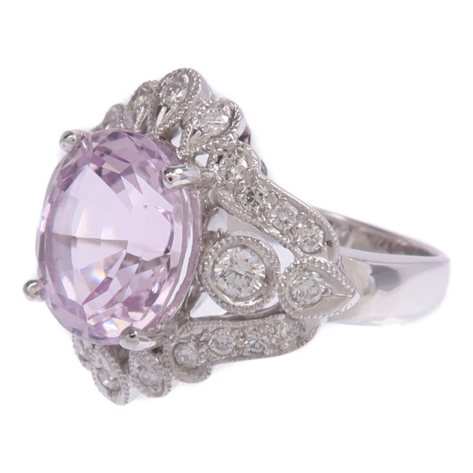 JEWELRY 【激減優惠】PT900鉑金Kunzite Diamond Ring Kunzite/鑽石戒指US#8.25