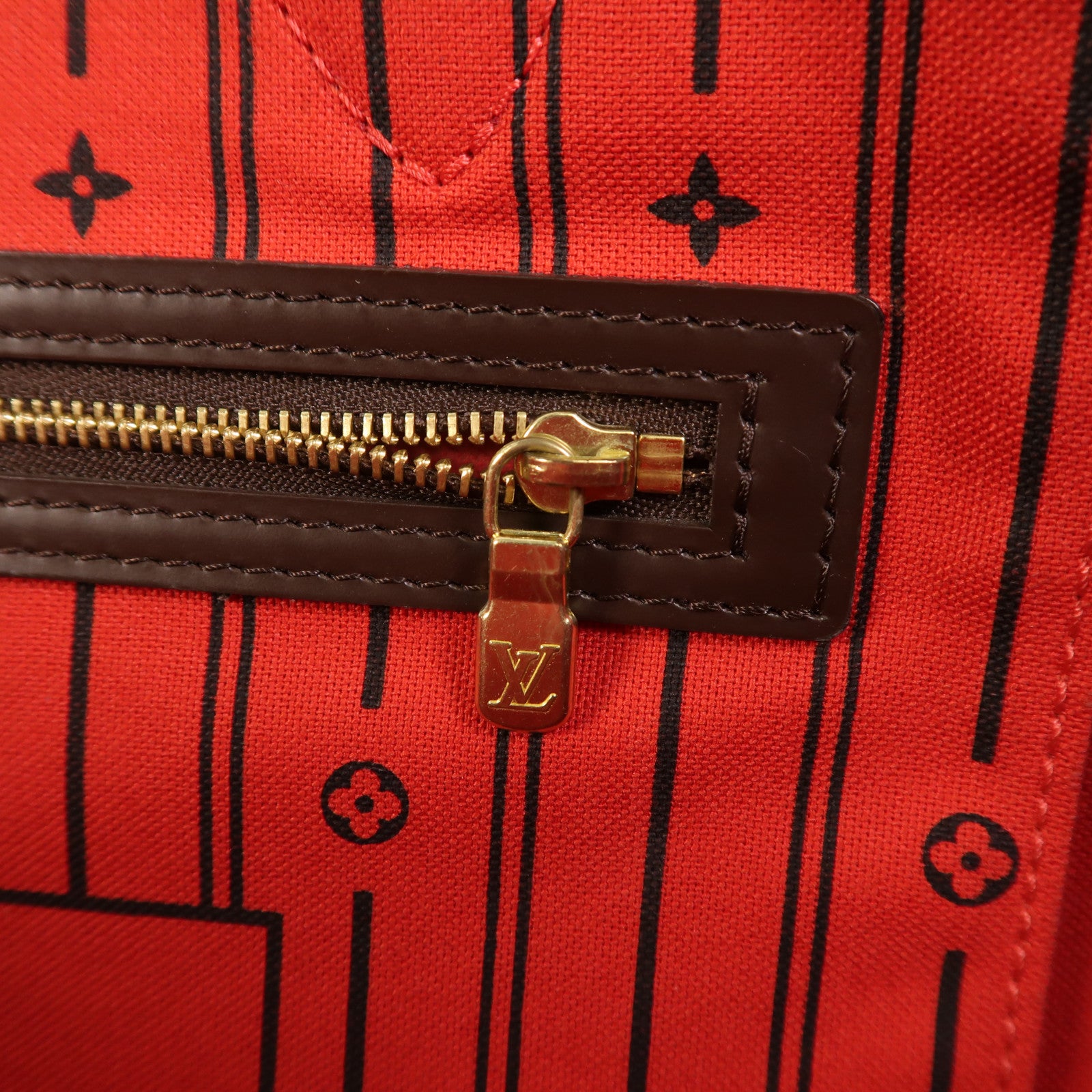 LOUIS VUITTON Damier Neverfull GM金扣肩背袋棕色