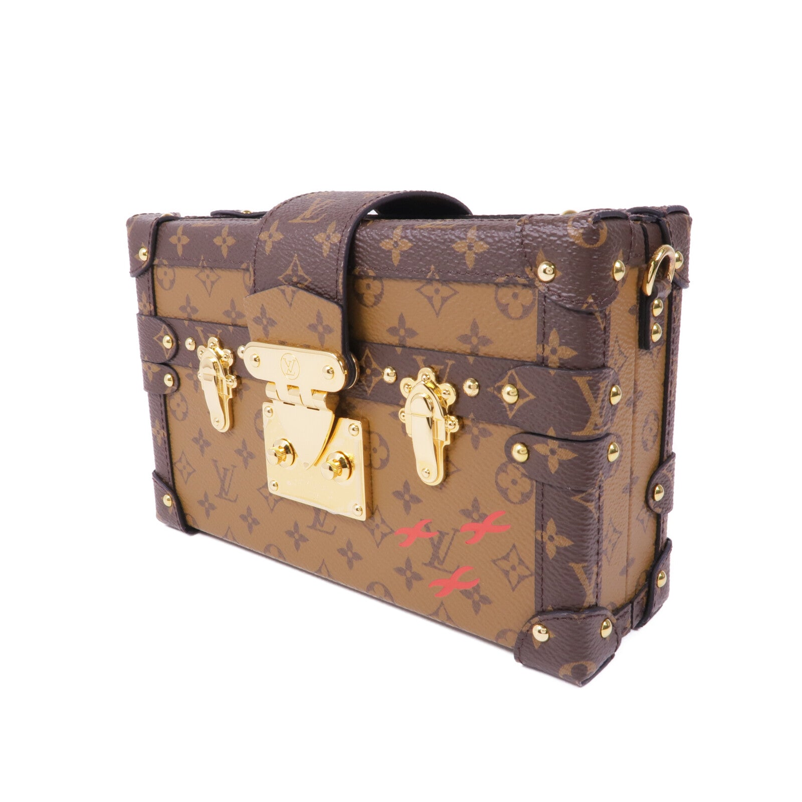 LOUIS VUITTON Monogram Reverse Petite Malle金扣肩背袋