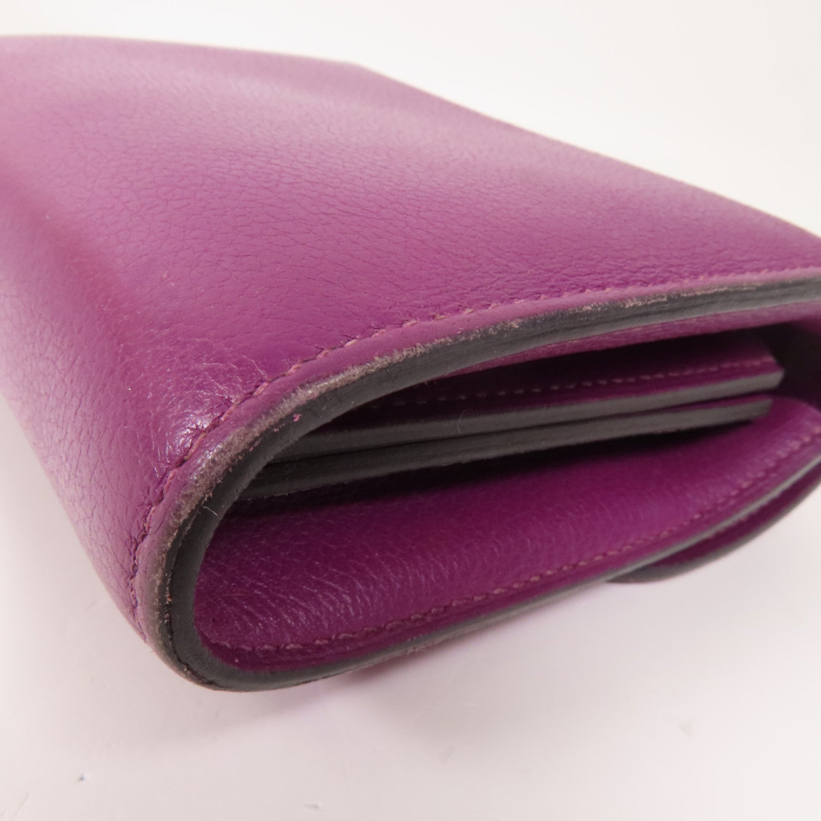 HERMES Evercolor皮革Constance Wallet金扣錢包Anemone