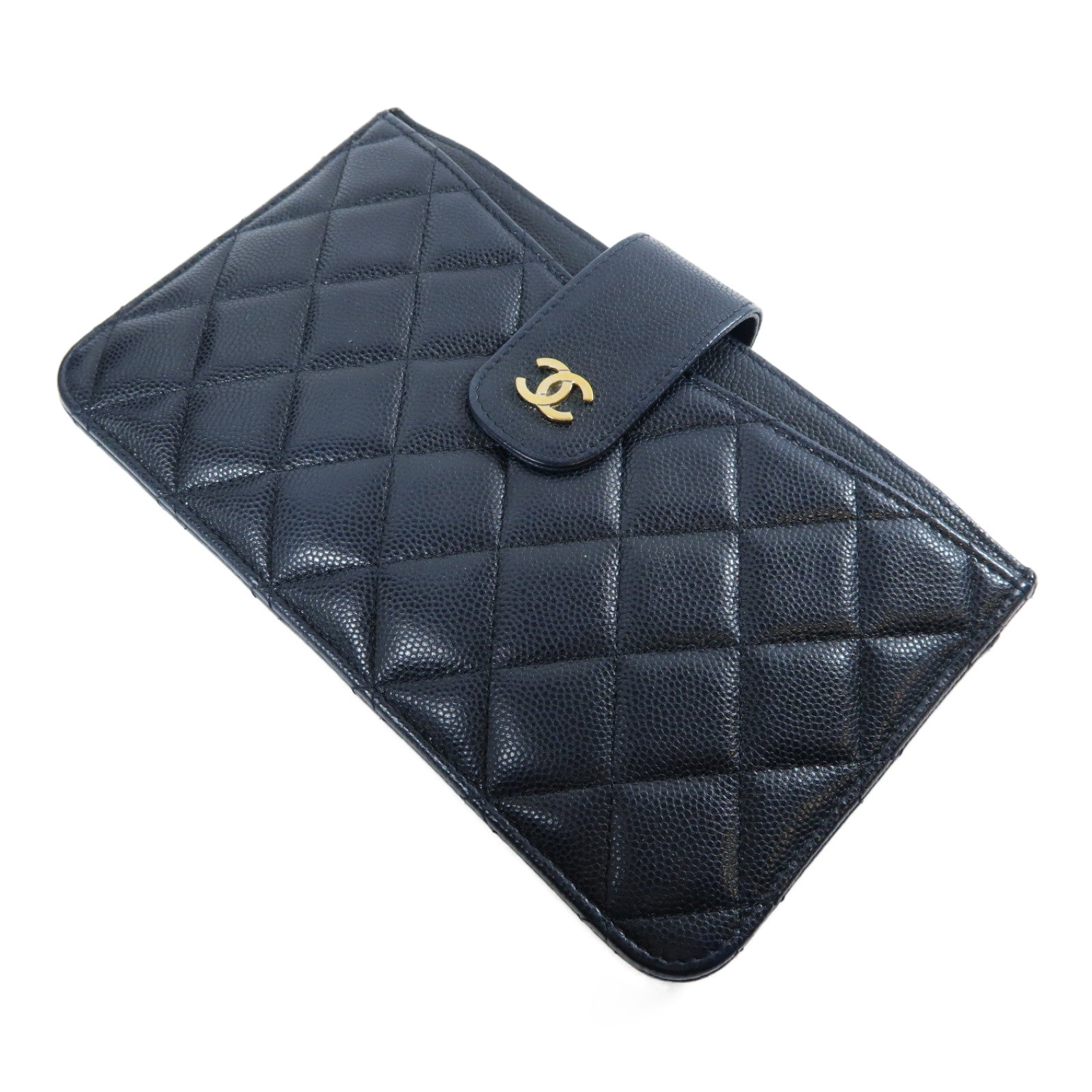 CHANEL 【激減優惠】菱格Caviar皮革Long Wallet金扣長錢包黑色