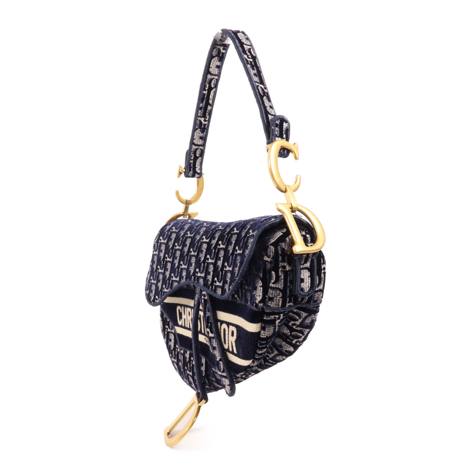 Dior 【激減優惠】帆布Saddle金扣手挽袋