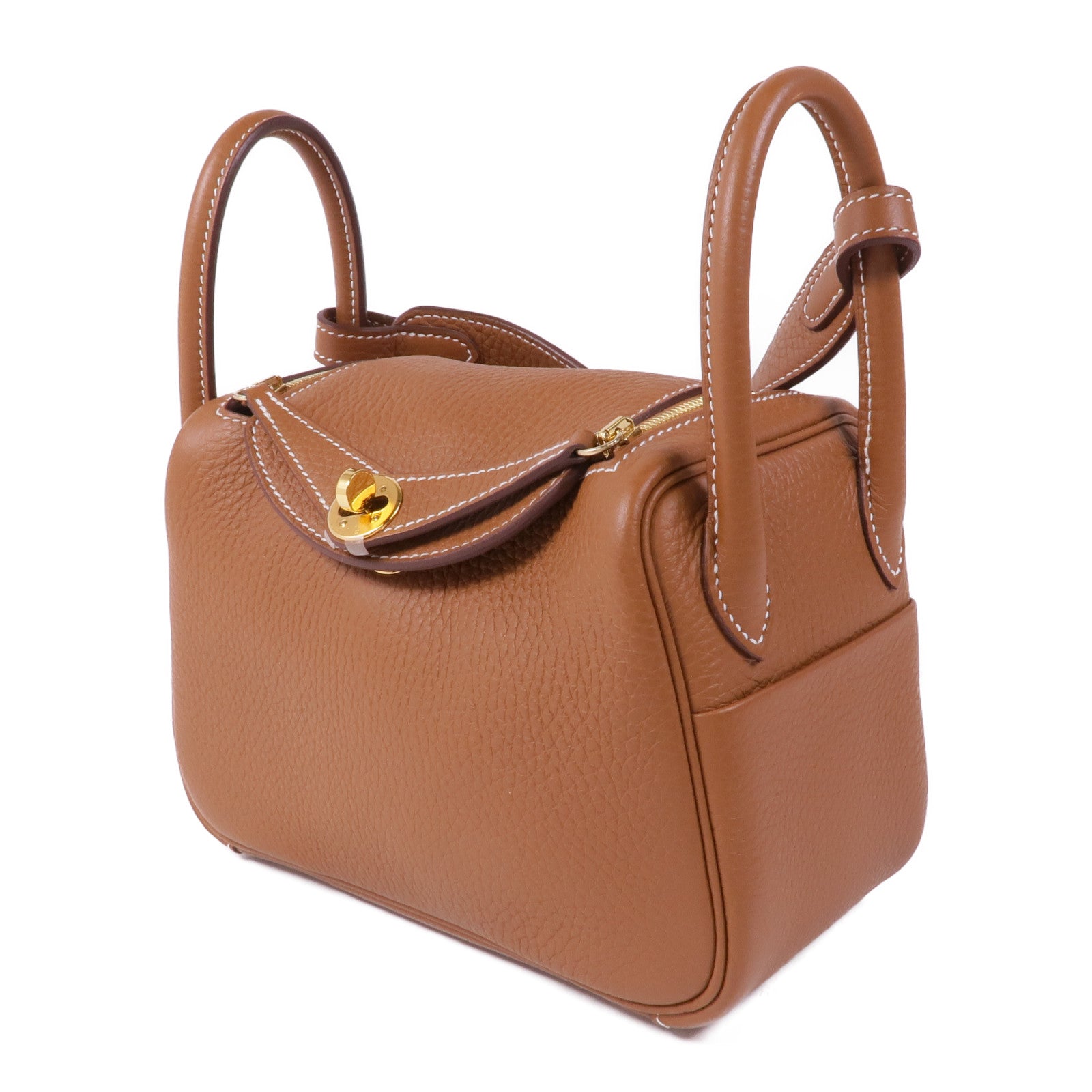 HERMES Clemence皮革Mini Lindy金扣手挽肩背兩用袋