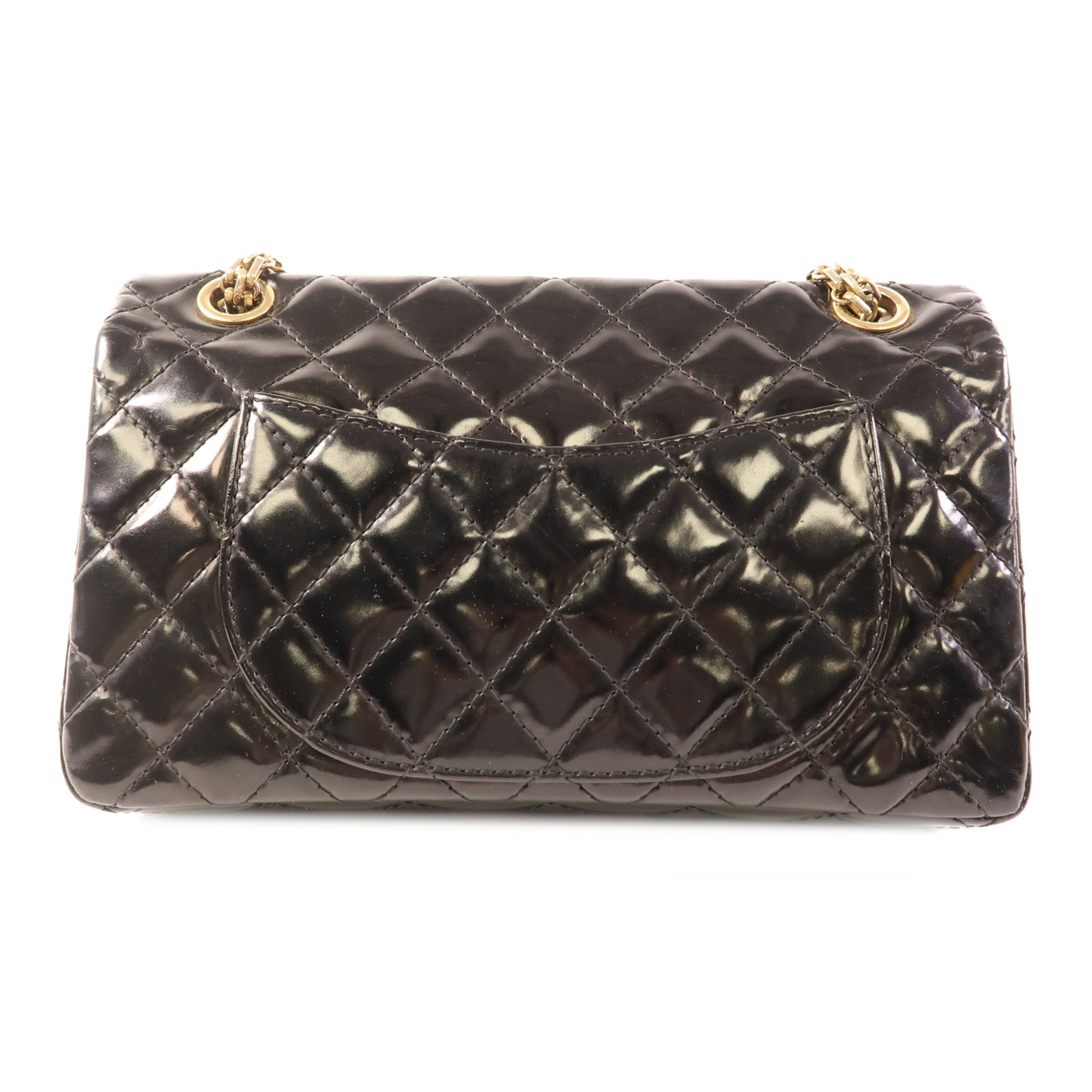 CHANEL 漆皮皮革2.55 Chain Shoulder金扣鏈帶肩背袋