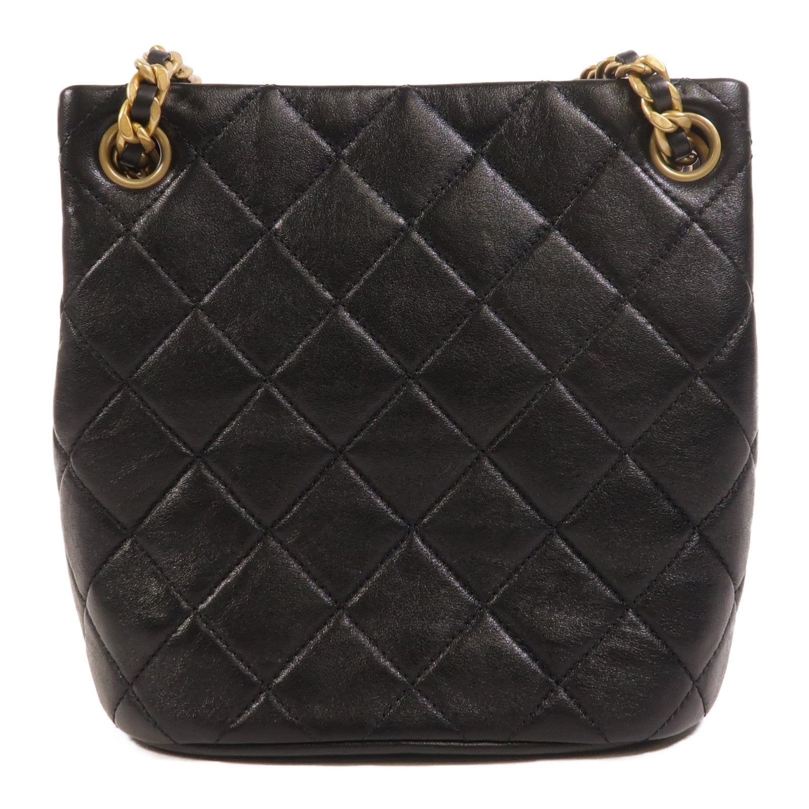 CHANEL 羊皮皮革Bucket Bag金扣鏈帶肩背袋